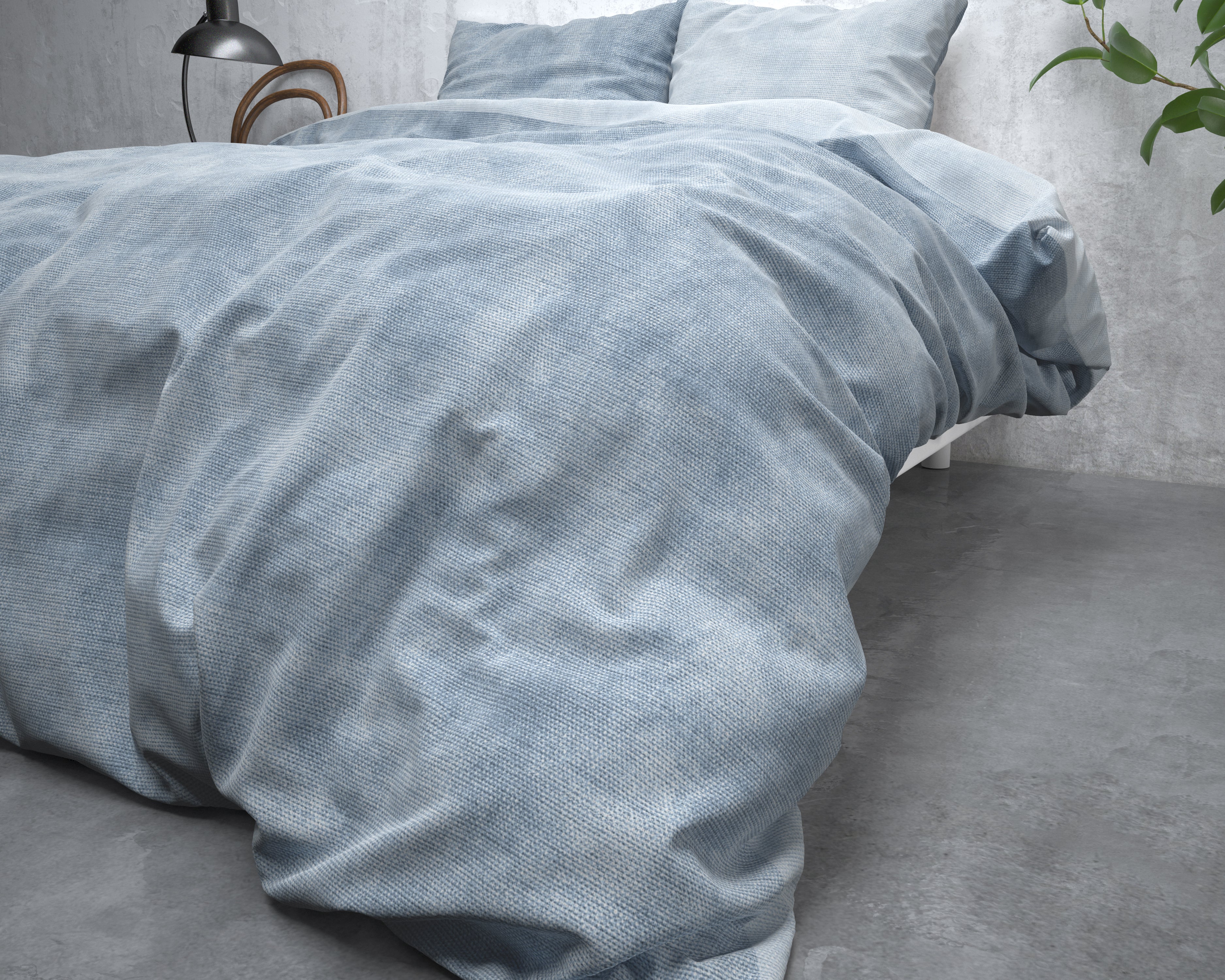 Flannel Duvet Cover Washed Cotton Blue - Wonderfully warm - Nice prints - Comfortably soft