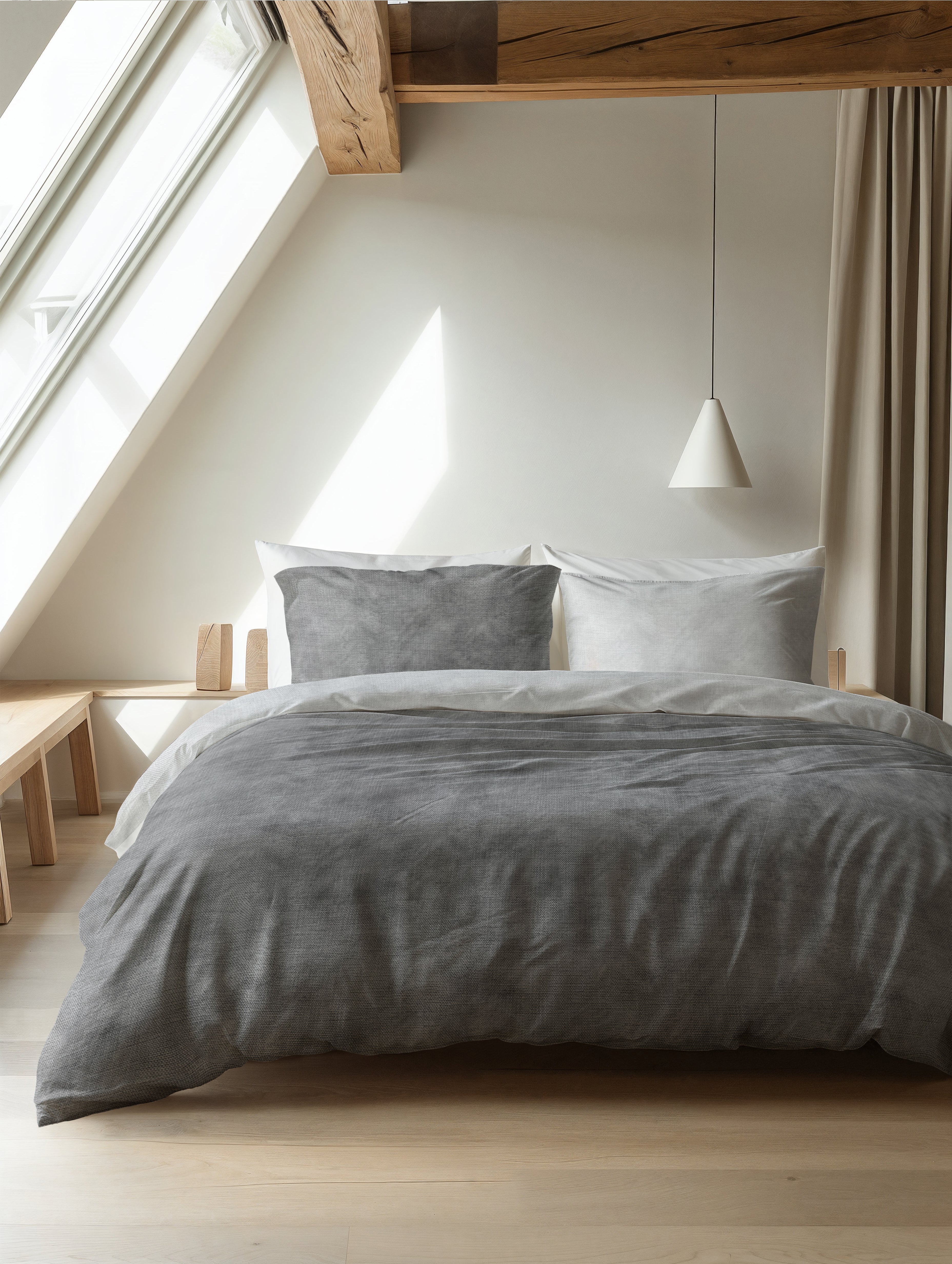 Flannel Duvet Cover Washed Cotton Gray - Wonderfully warm - Nice prints - Comfortably soft