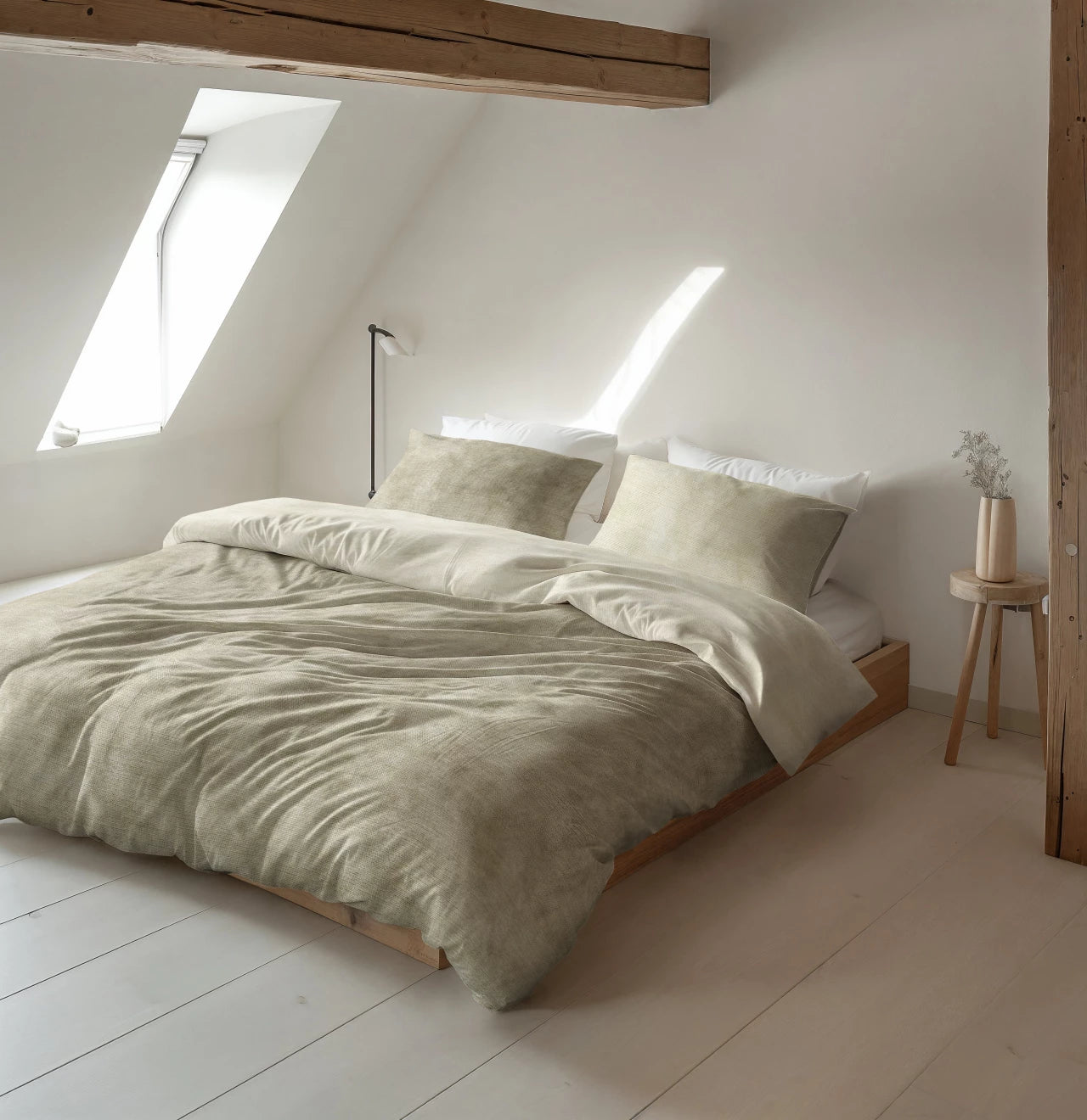 Flannel Duvet Cover Washed Cotton Taupe - Wonderfully warm - Nice prints - Comfortably soft