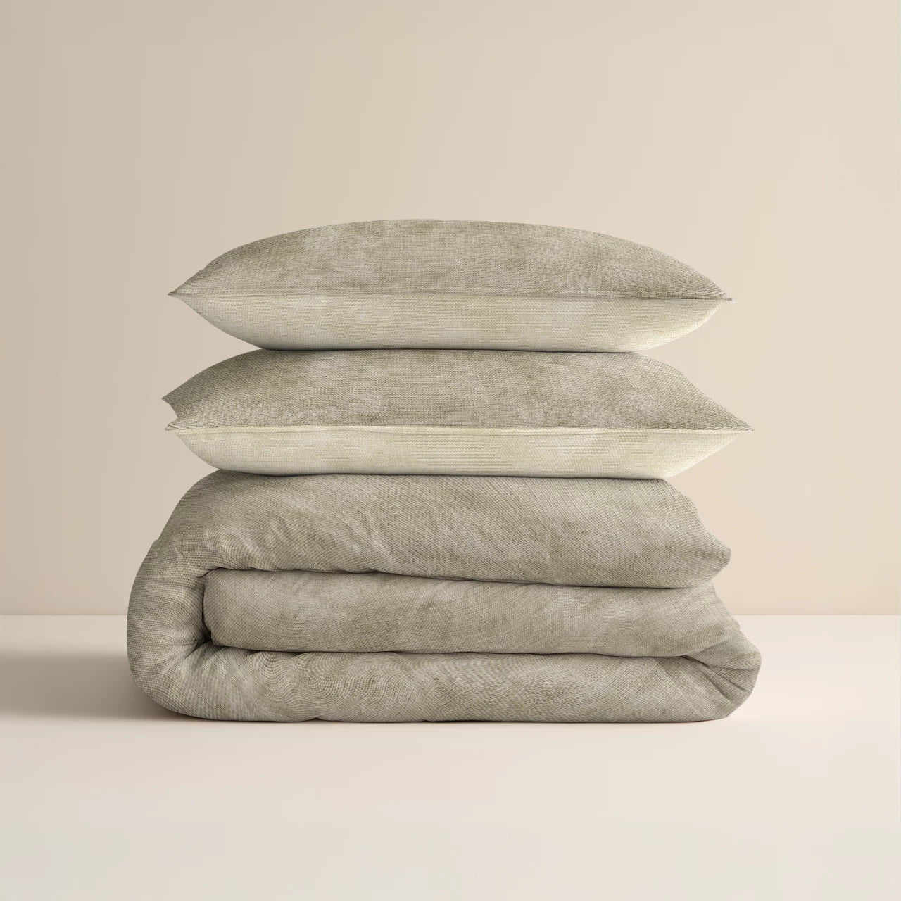 Flannel Duvet Cover Washed Cotton Taupe - Wonderfully warm - Nice prints - Comfortably soft