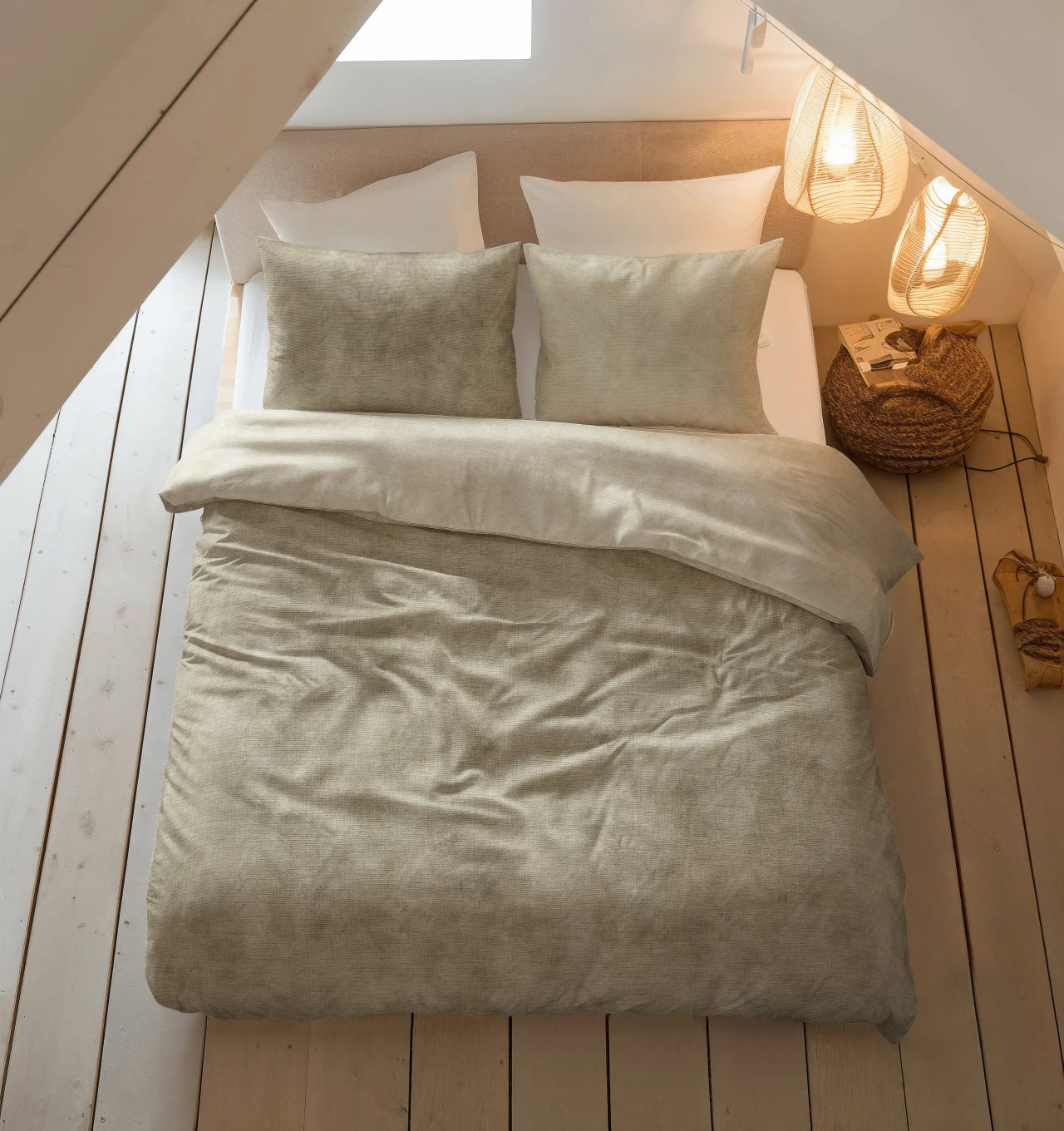 Flannel Duvet Cover Washed Cotton Taupe - Wonderfully warm - Nice prints - Comfortably soft