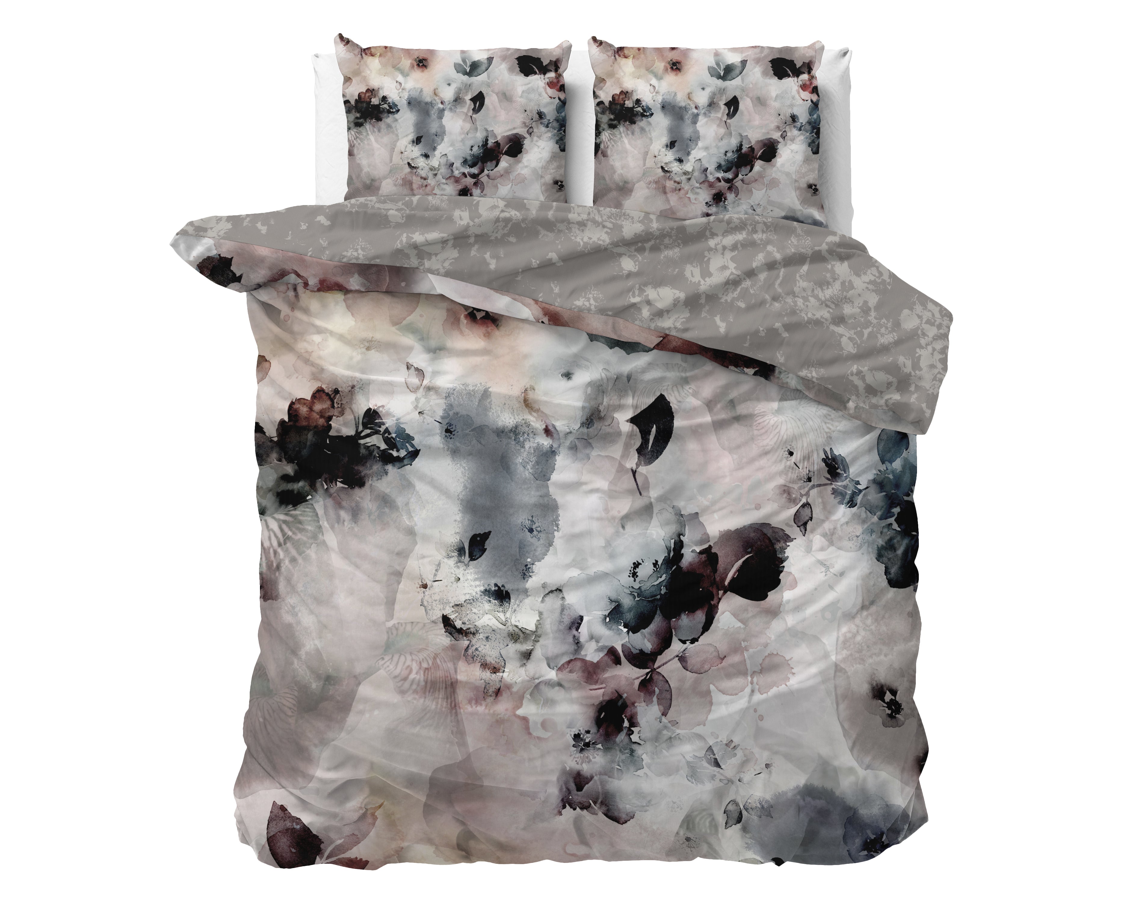 Flor Grey Duvet Cover - Luxury Satin - High Quality - Trendy Prints