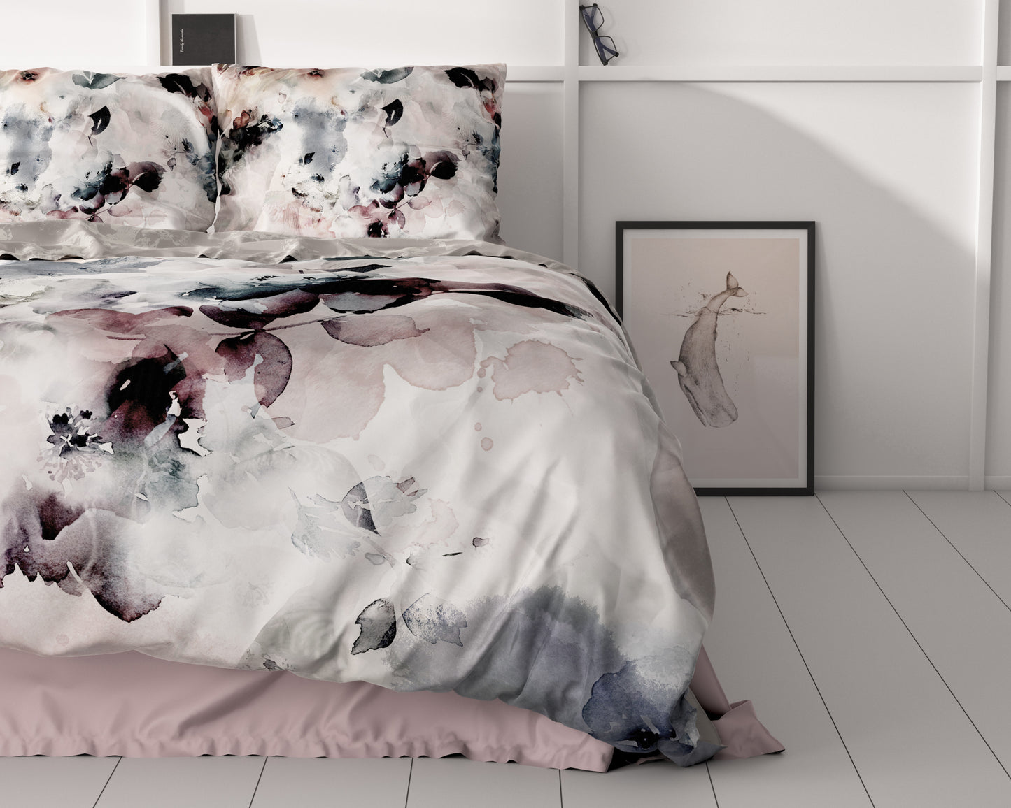 Flor Grijs Dekbedovertrek - Luxe Satijn - Hoge kwaliteit - Trendy prints