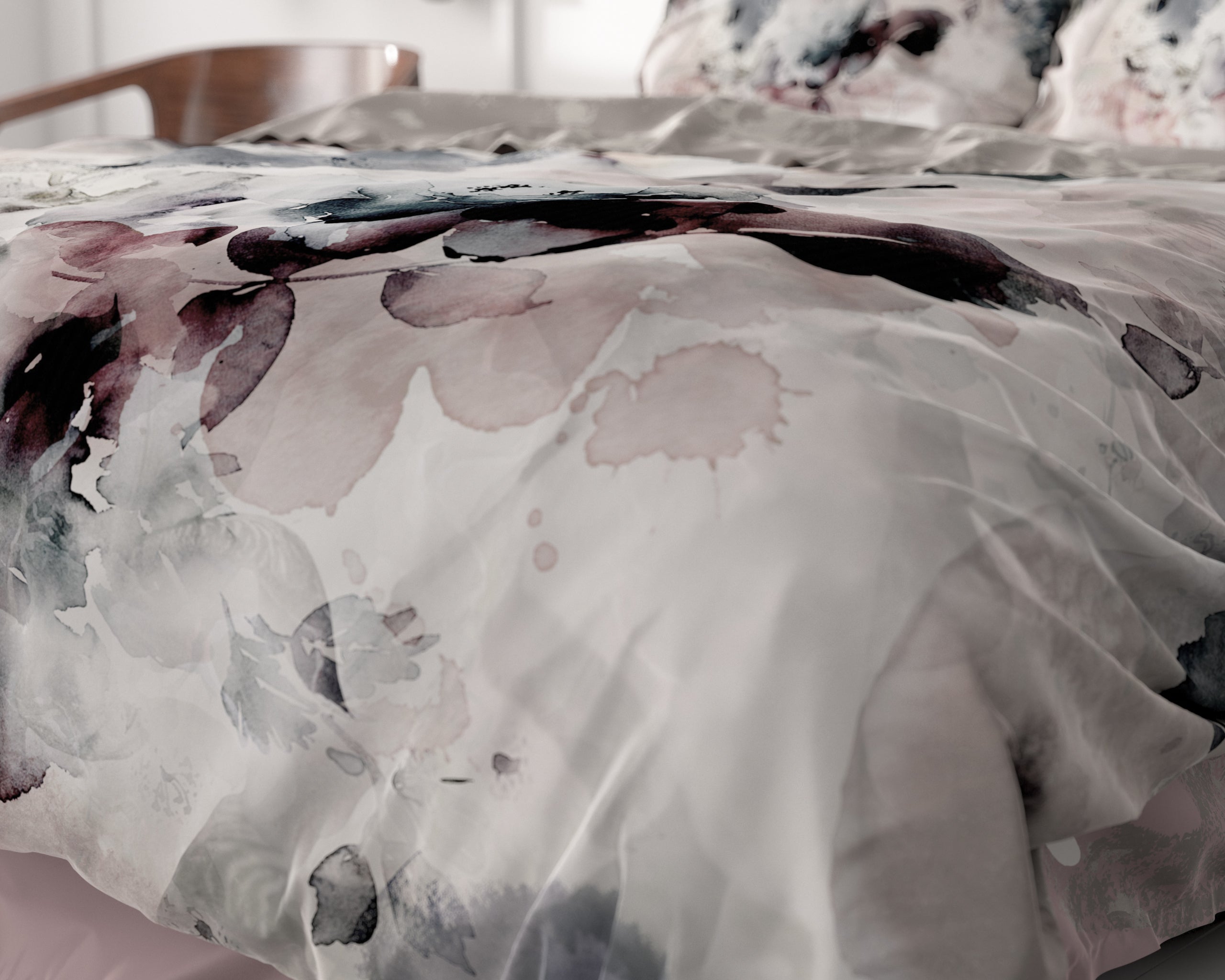 Flor Grey Duvet Cover - Luxury Satin - High Quality - Trendy Prints