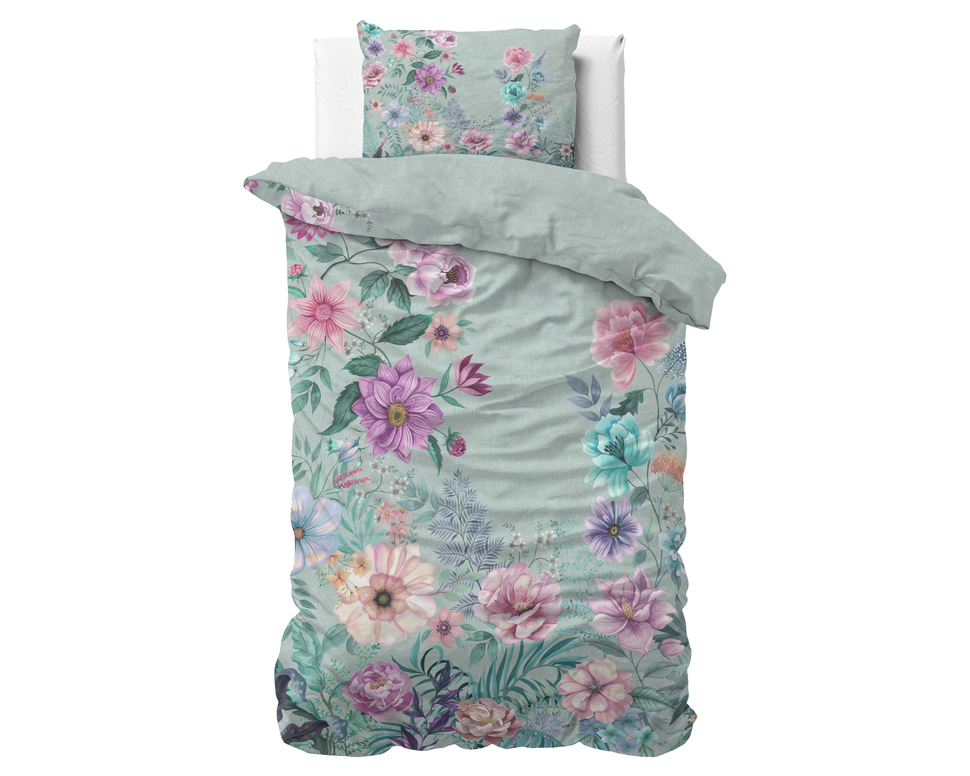 Flore Blauw Dekbedovertrek