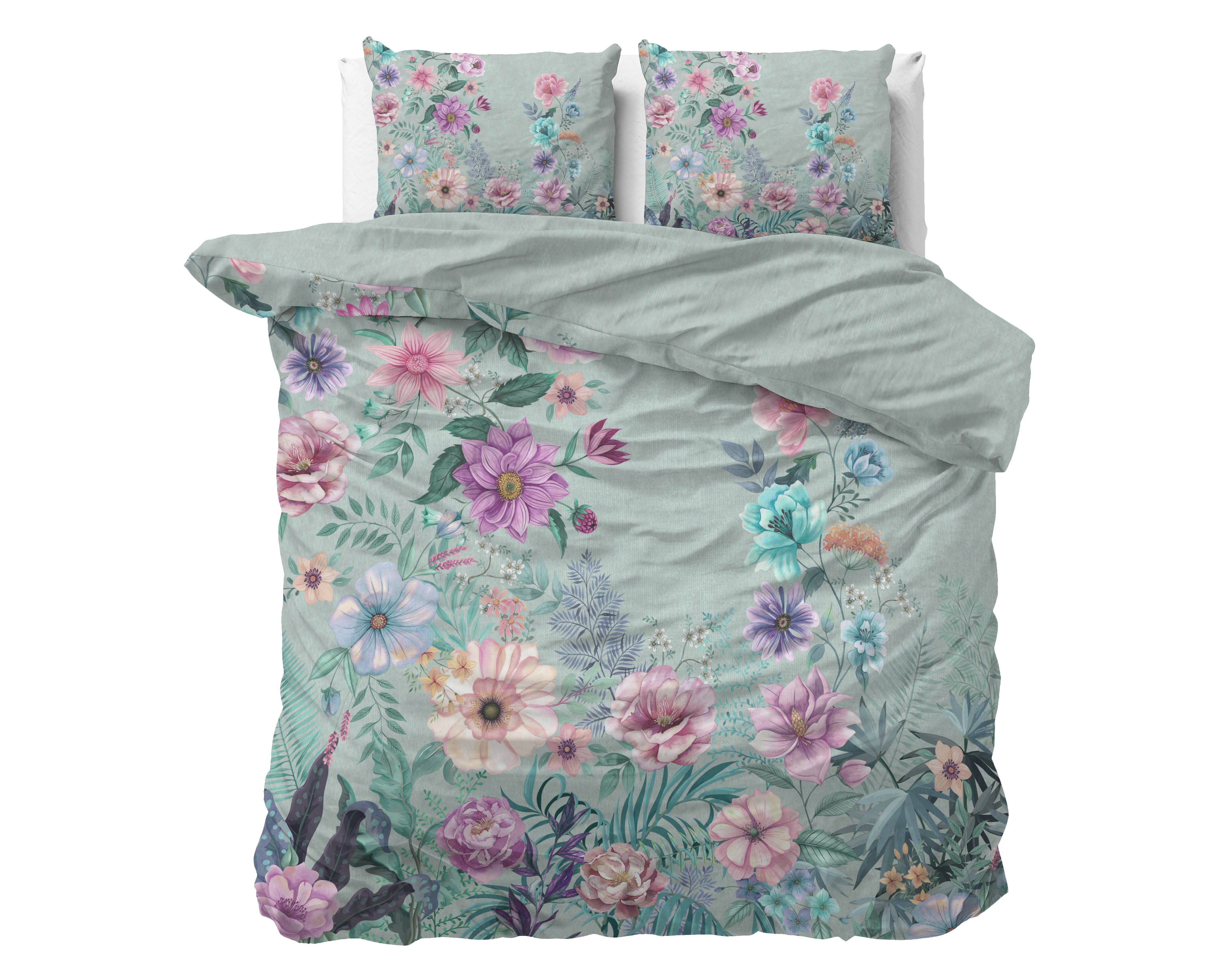 Flore Blauw Dekbedovertrek