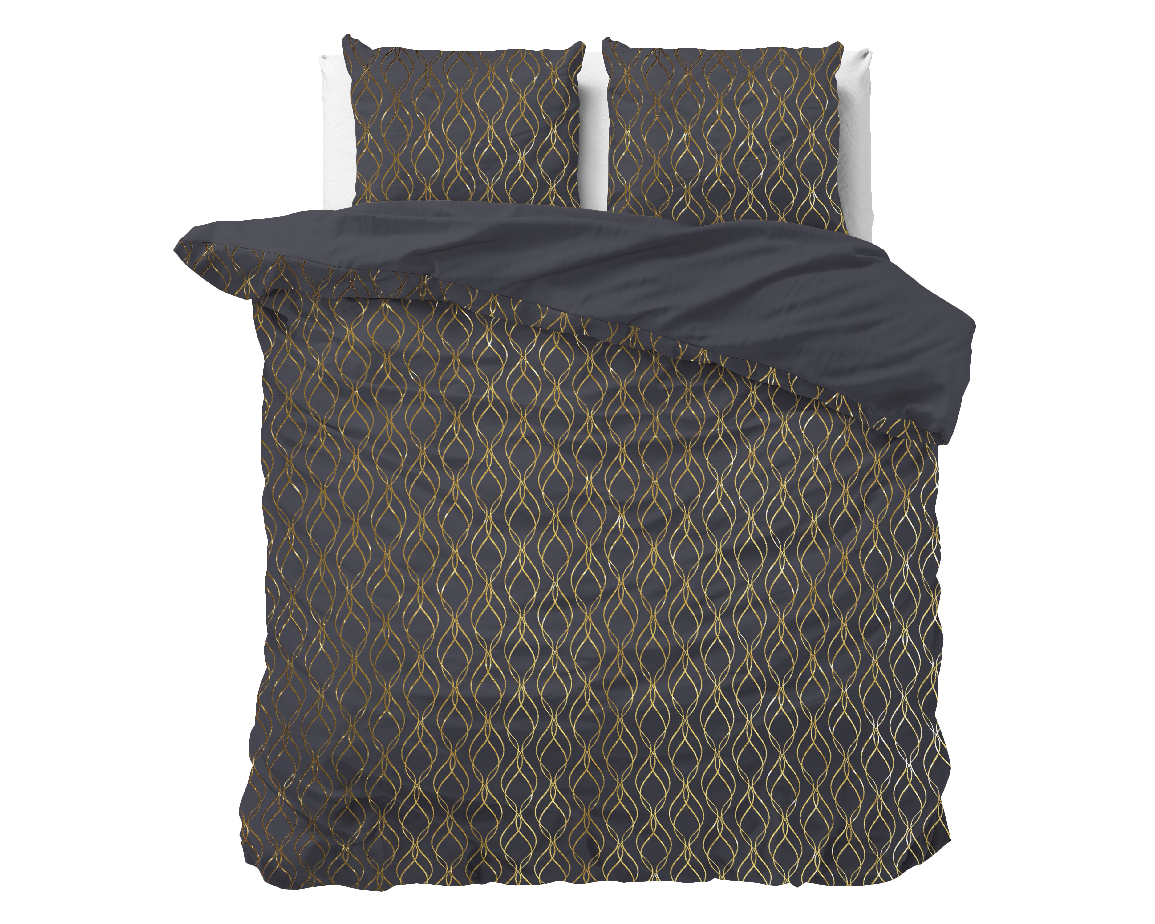 Flow Dekbedovertrek Zwart - Luxe Design - Super zacht geweven - Luxe verpakt