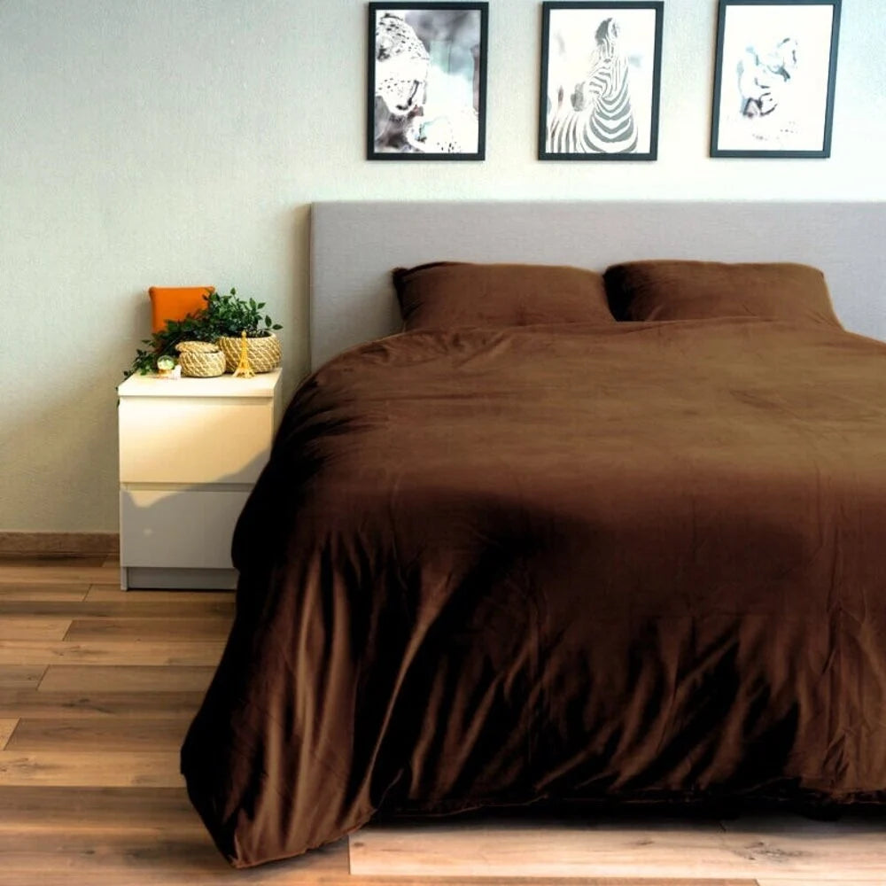 Fluwelen Dekbedovertrek Coffee Brown | Luxe Velvet Slaapcomfort