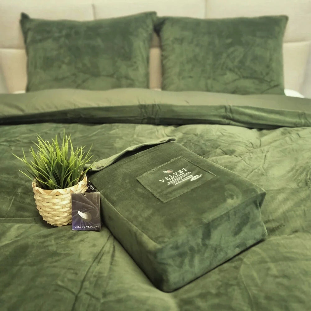 Fluwelen Dekbedovertrek Groen - Luxe Velvet Dekbedovertrek voor Comfort en Stijl