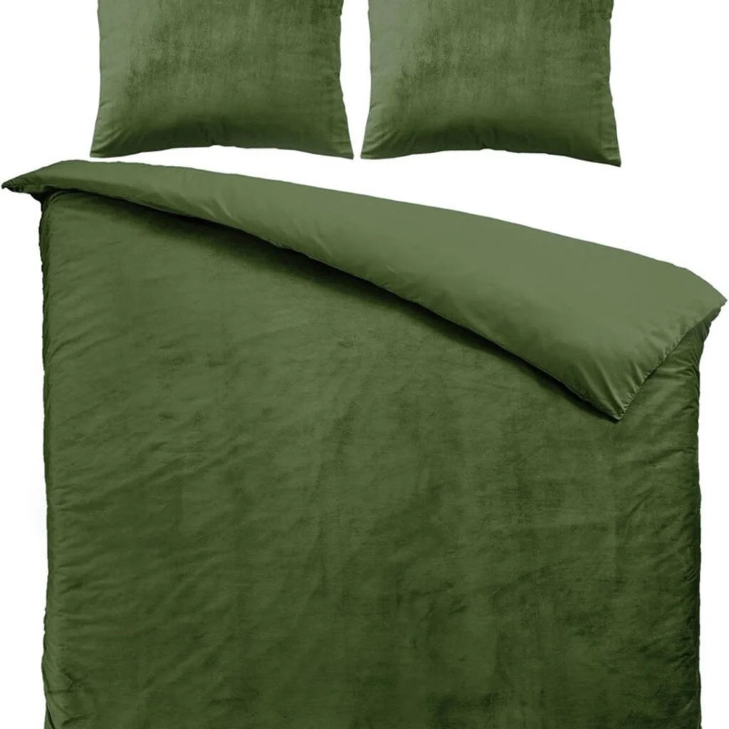 Fluwelen Dekbedovertrek Groen - Luxe Velvet Dekbedovertrek voor Comfort en Stijl