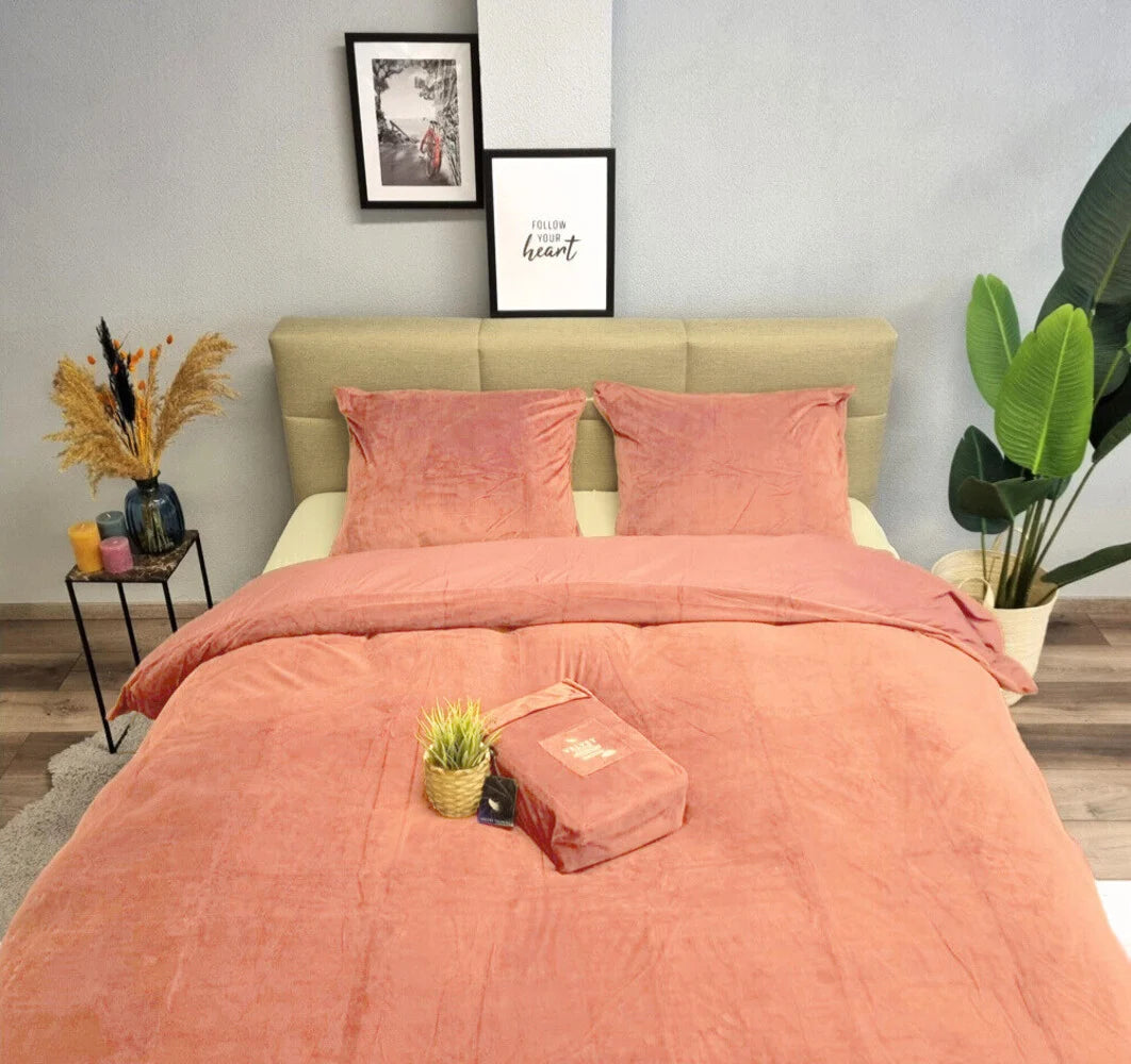 Fluwelen Dekbedovertrek Nude/Roze | Luxe & Warm Slaapcomfort