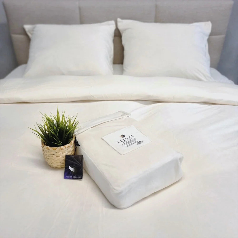 Fluwelen Dekbedovertrek Parelwit Velvet – Luxe & Comfort in Jouw Slaapkamer