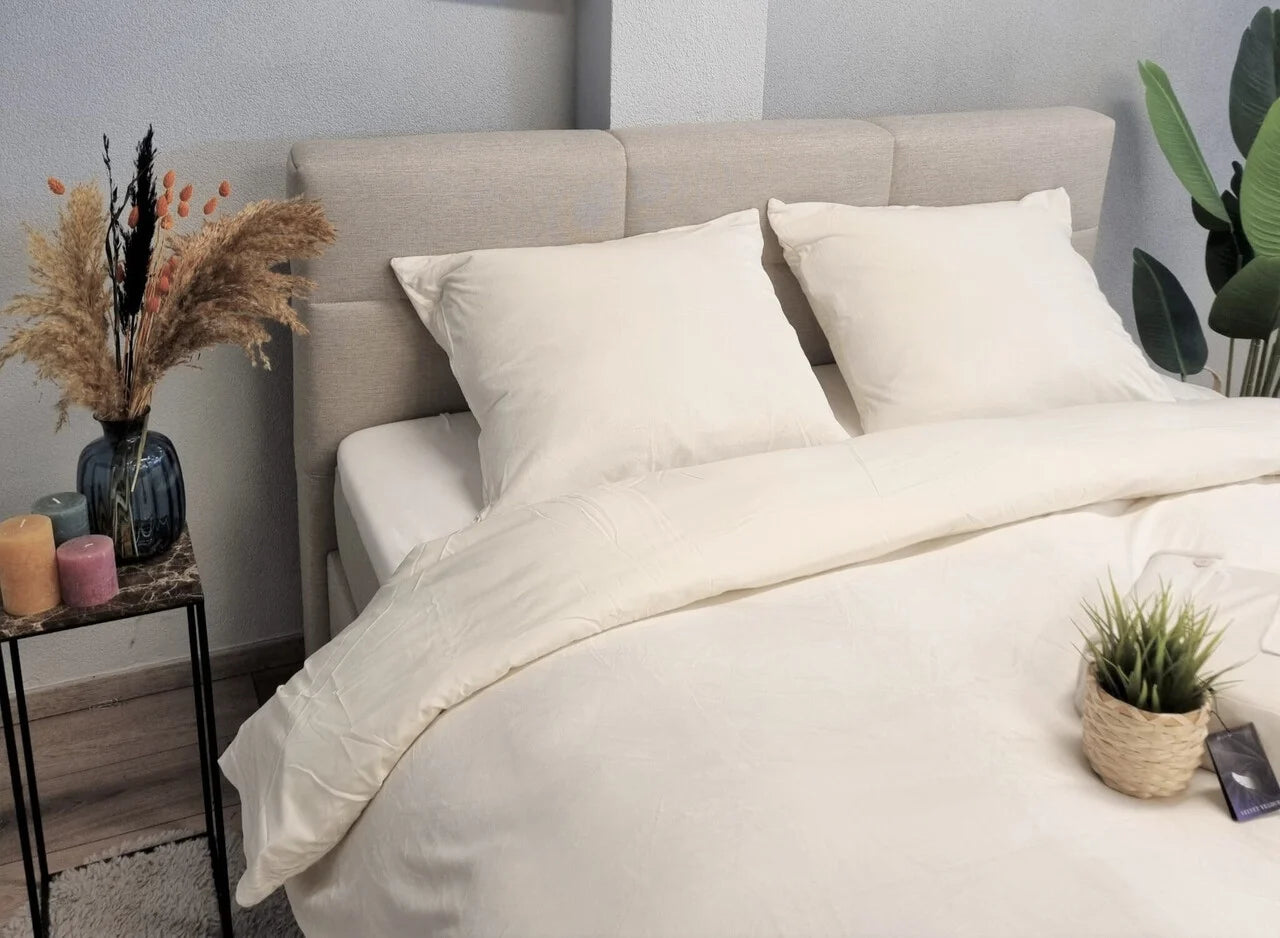 Fluwelen Dekbedovertrek Parelwit Velvet – Luxe & Comfort in Jouw Slaapkamer