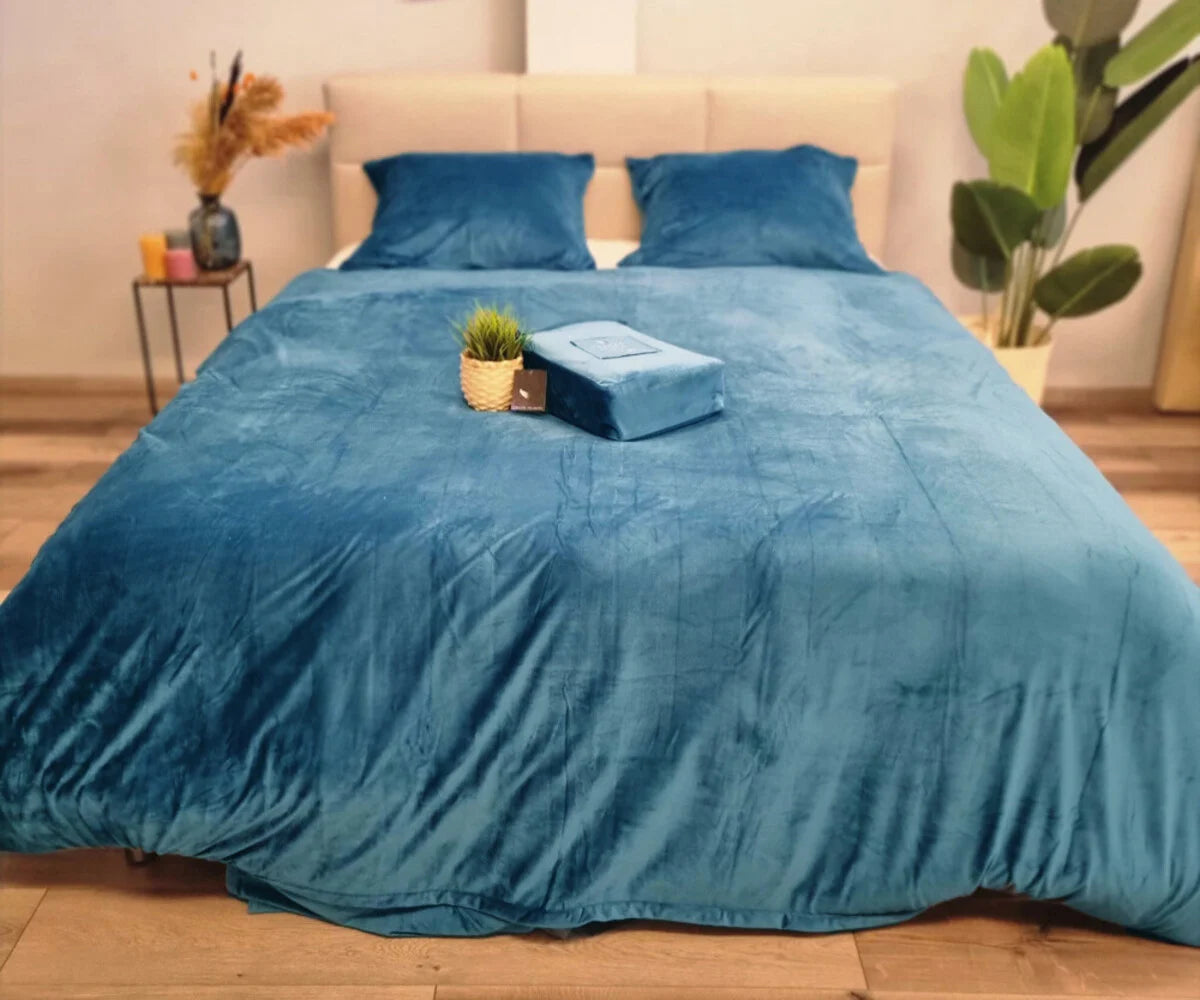Velvet Duvet Cover Petrol Blue | Luxury Velvet Velours Bedding
