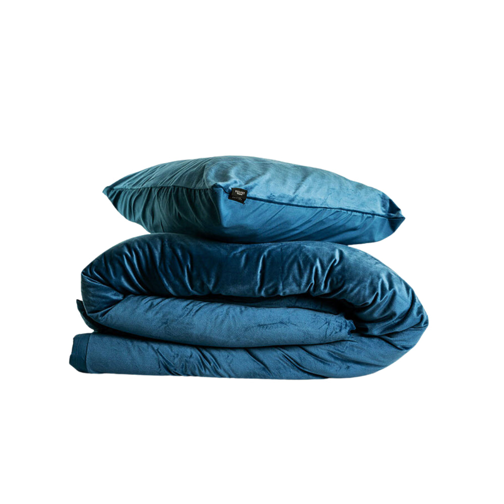 Velvet Duvet Cover Petrol Blue | Luxury Velvet Velours Bedding