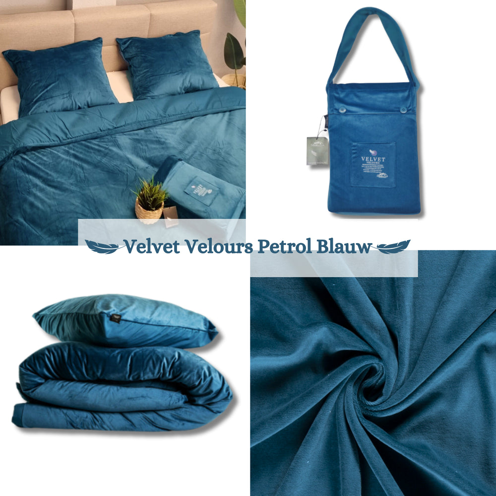 Velvet Duvet Cover Petrol Blue | Luxury Velvet Velours Bedding