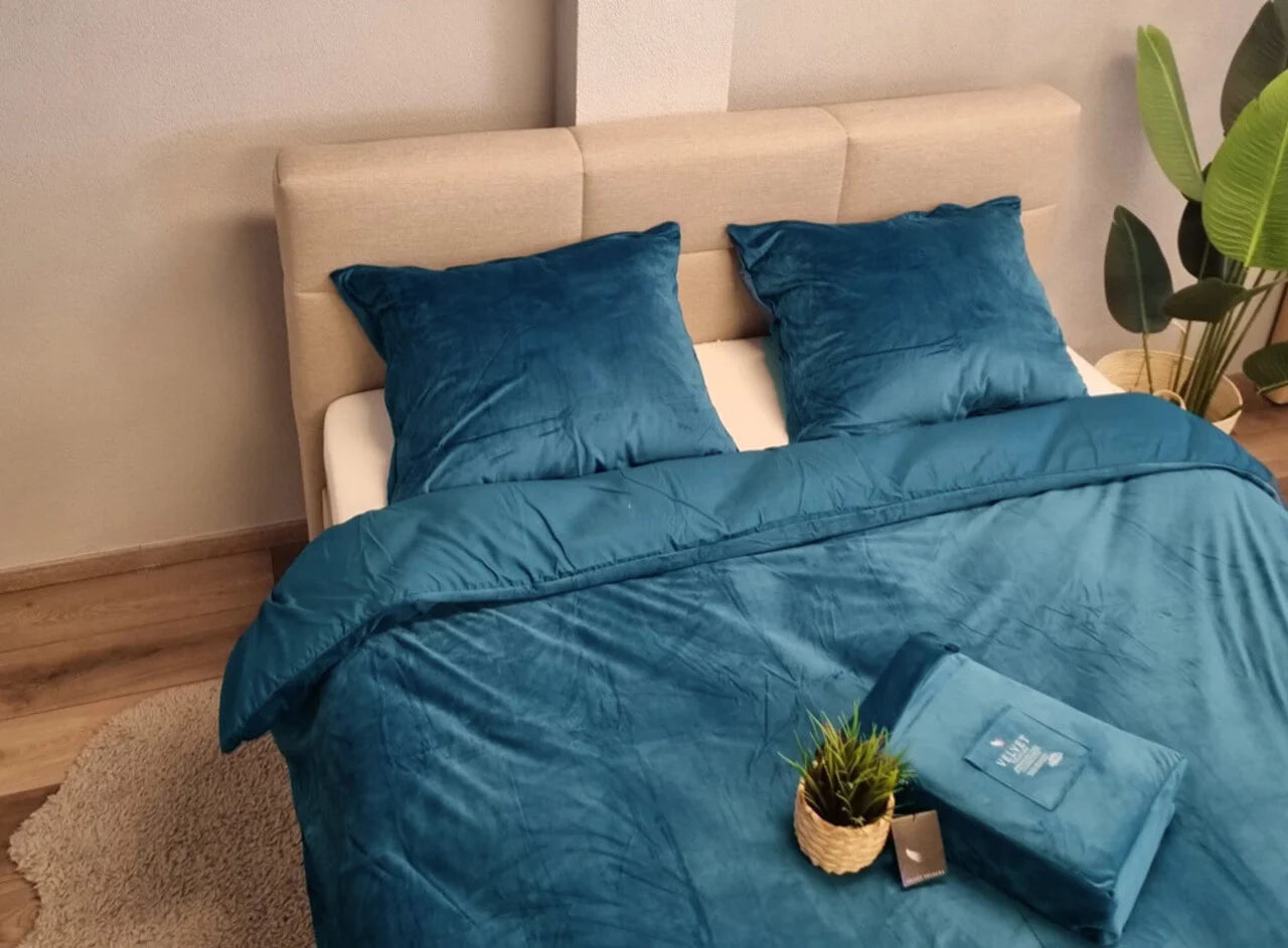 Velvet Duvet Cover Petrol Blue | Luxury Velvet Velours Bedding