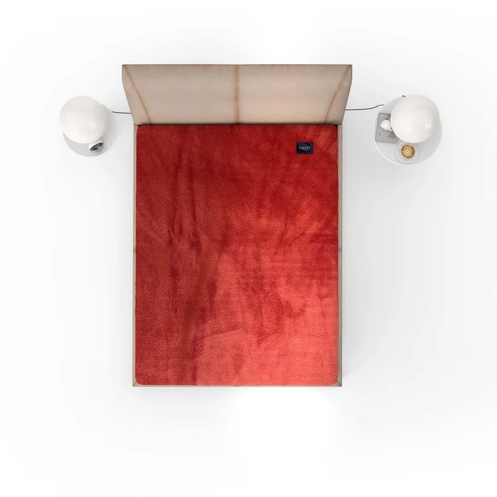 Velvet Fitted Sheet Bordeaux Red - Luxury Velvet Fitted Sheet for Perfect Sleeping Comfort