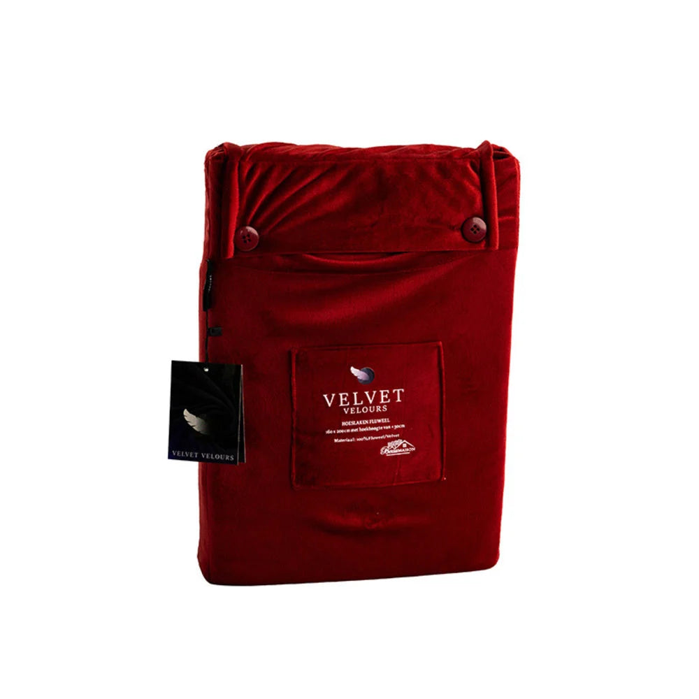 Velvet Fitted Sheet Bordeaux Red - Luxury Velvet Fitted Sheet for Perfect Sleeping Comfort