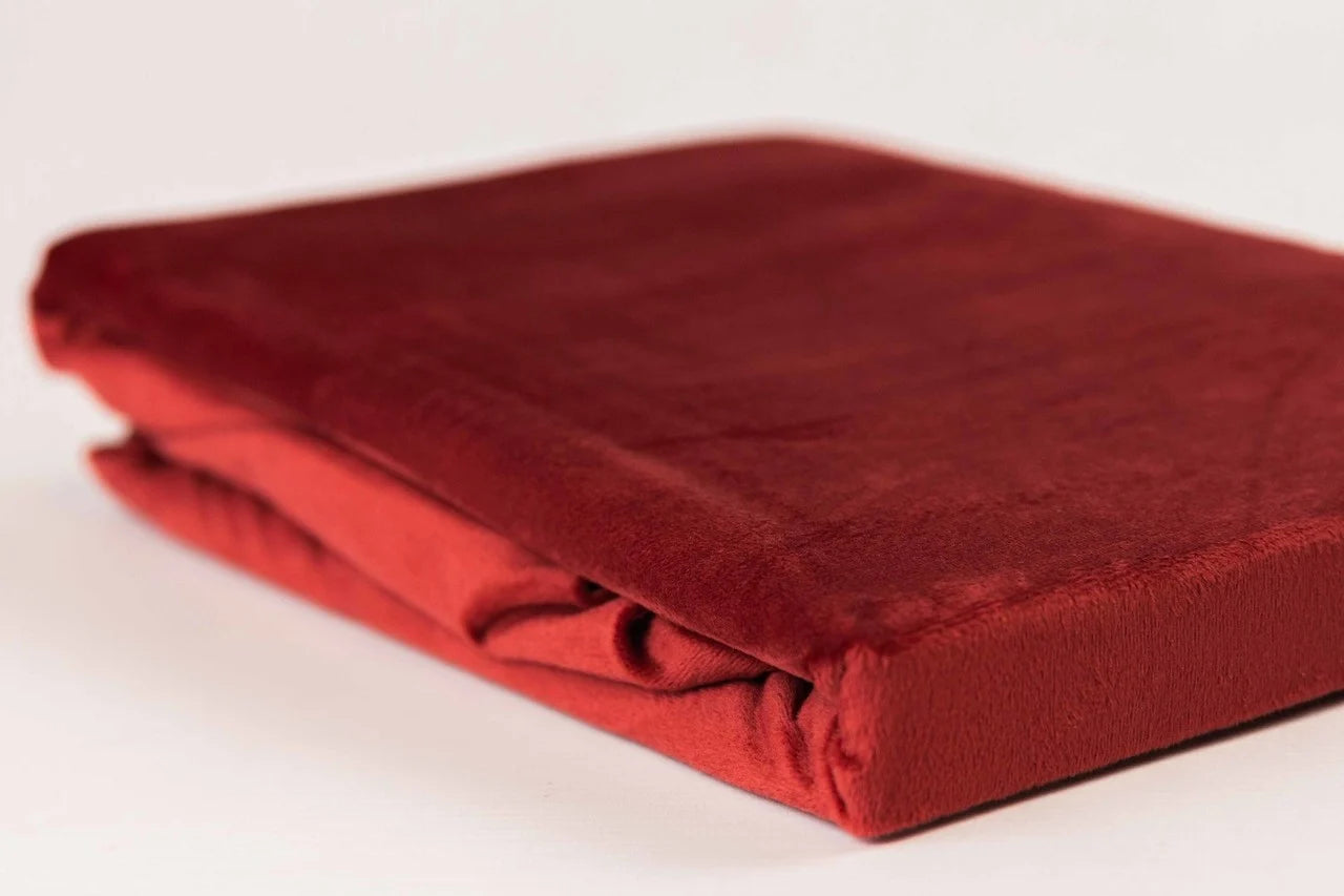 Velvet Fitted Sheet Bordeaux Red - Luxury Velvet Fitted Sheet for Perfect Sleeping Comfort