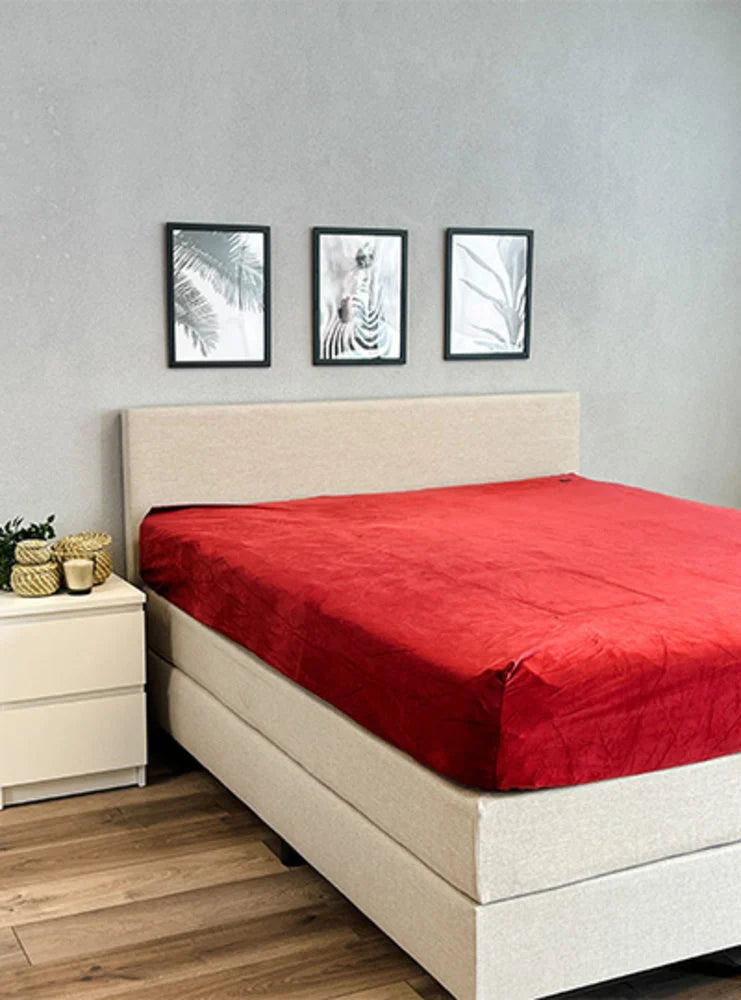 Velvet Fitted Sheet Bordeaux Red - Luxury Velvet Fitted Sheet for Perfect Sleeping Comfort