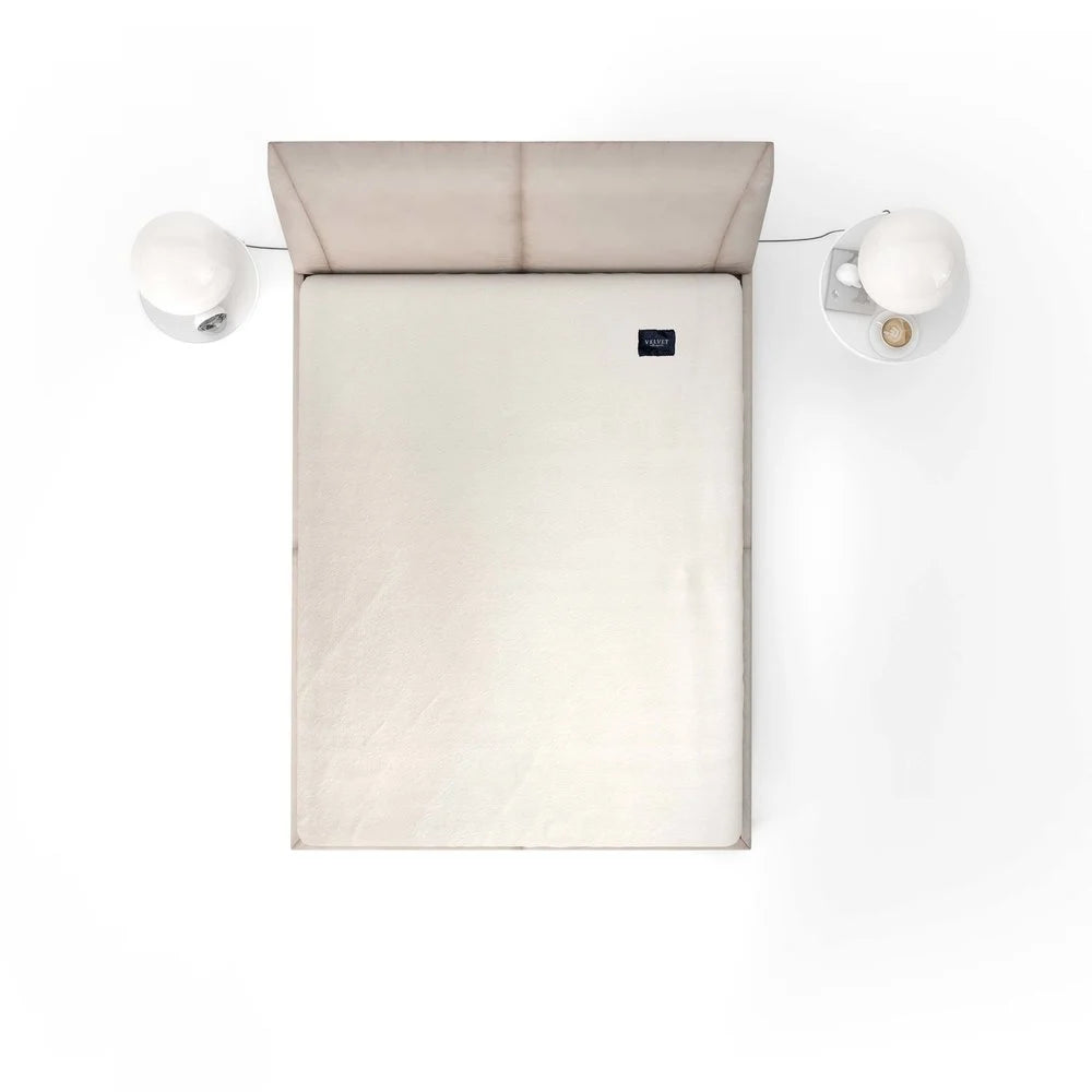 Velvet Fitted Sheet Pearl White | Luxury Velvet Mattress Cover for Ultimate Comfort