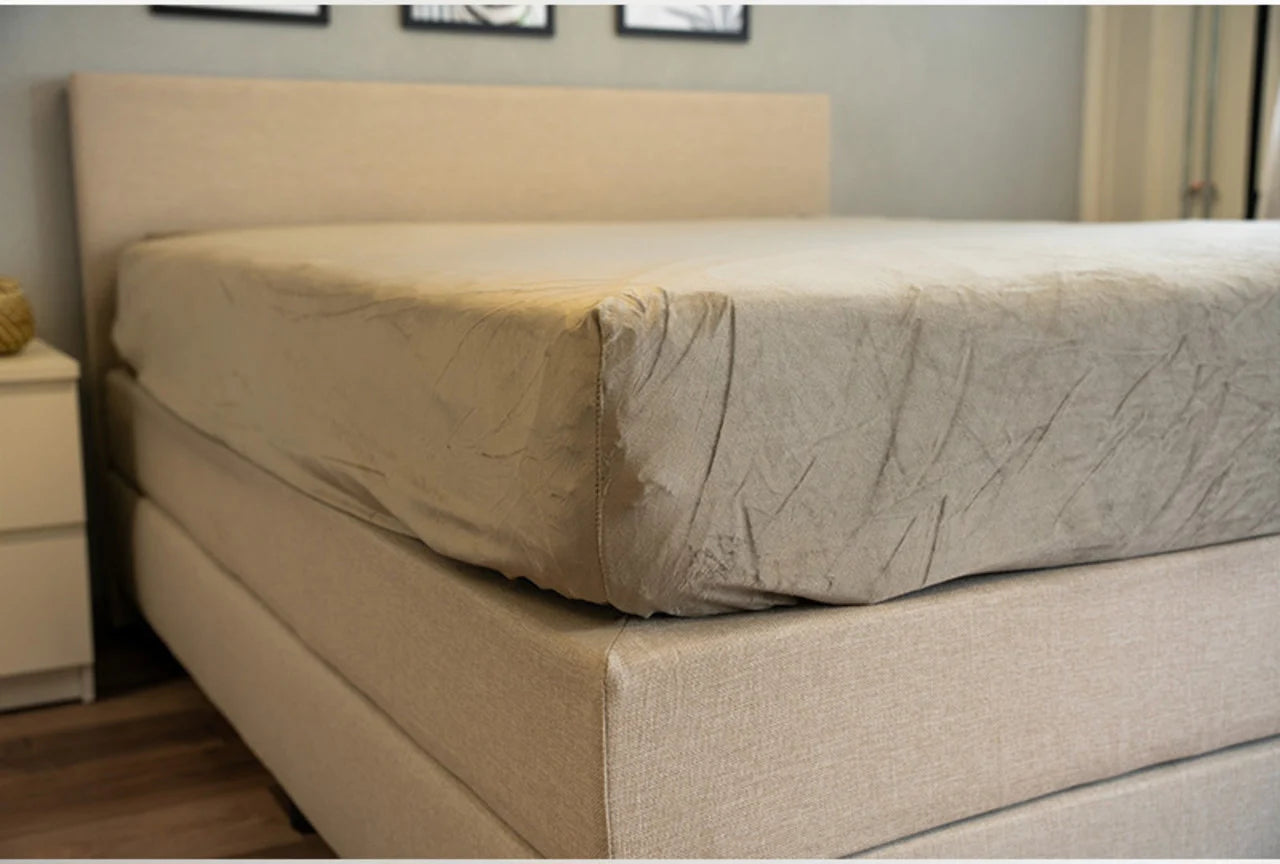 Fluwelen Hoeslaken Taupe Grijs | Luxe Velvet Velours Hoeslaken tot 40 cm