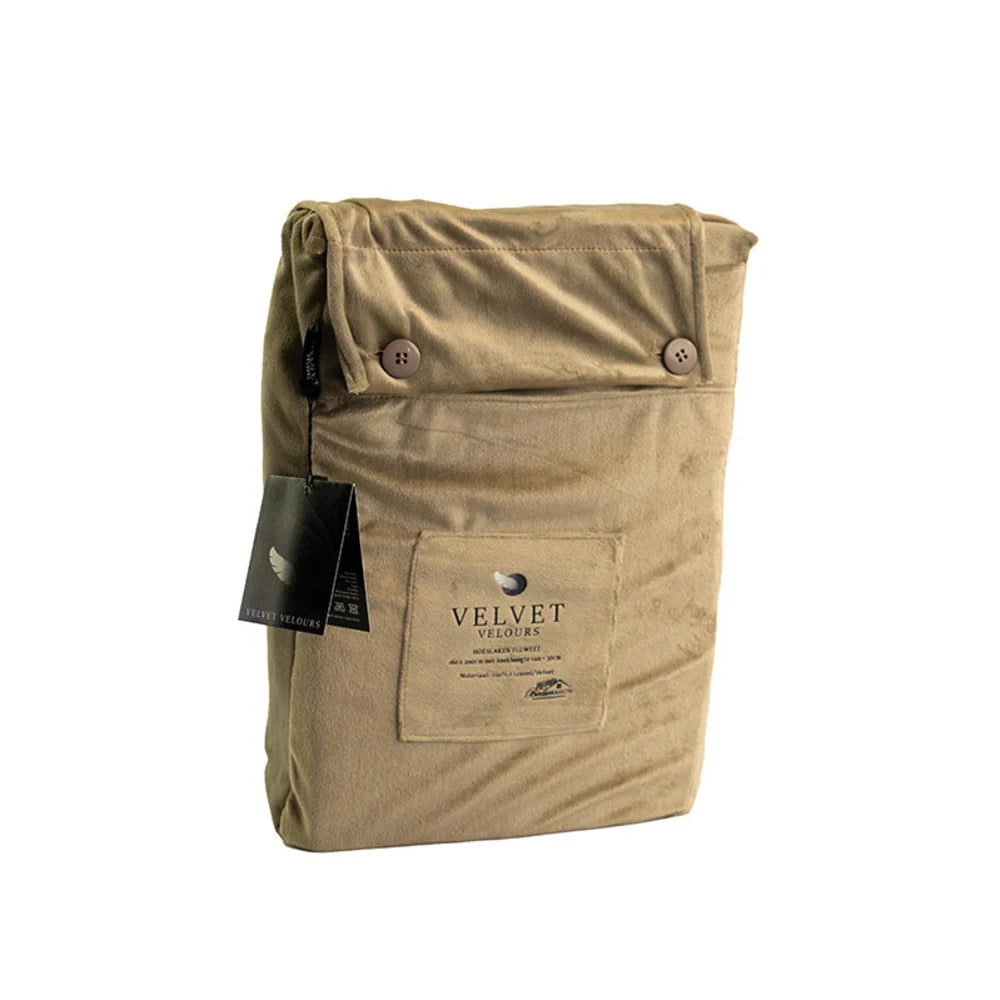Fluwelen Hoeslaken Taupe Grijs | Luxe Velvet Velours Hoeslaken tot 40 cm