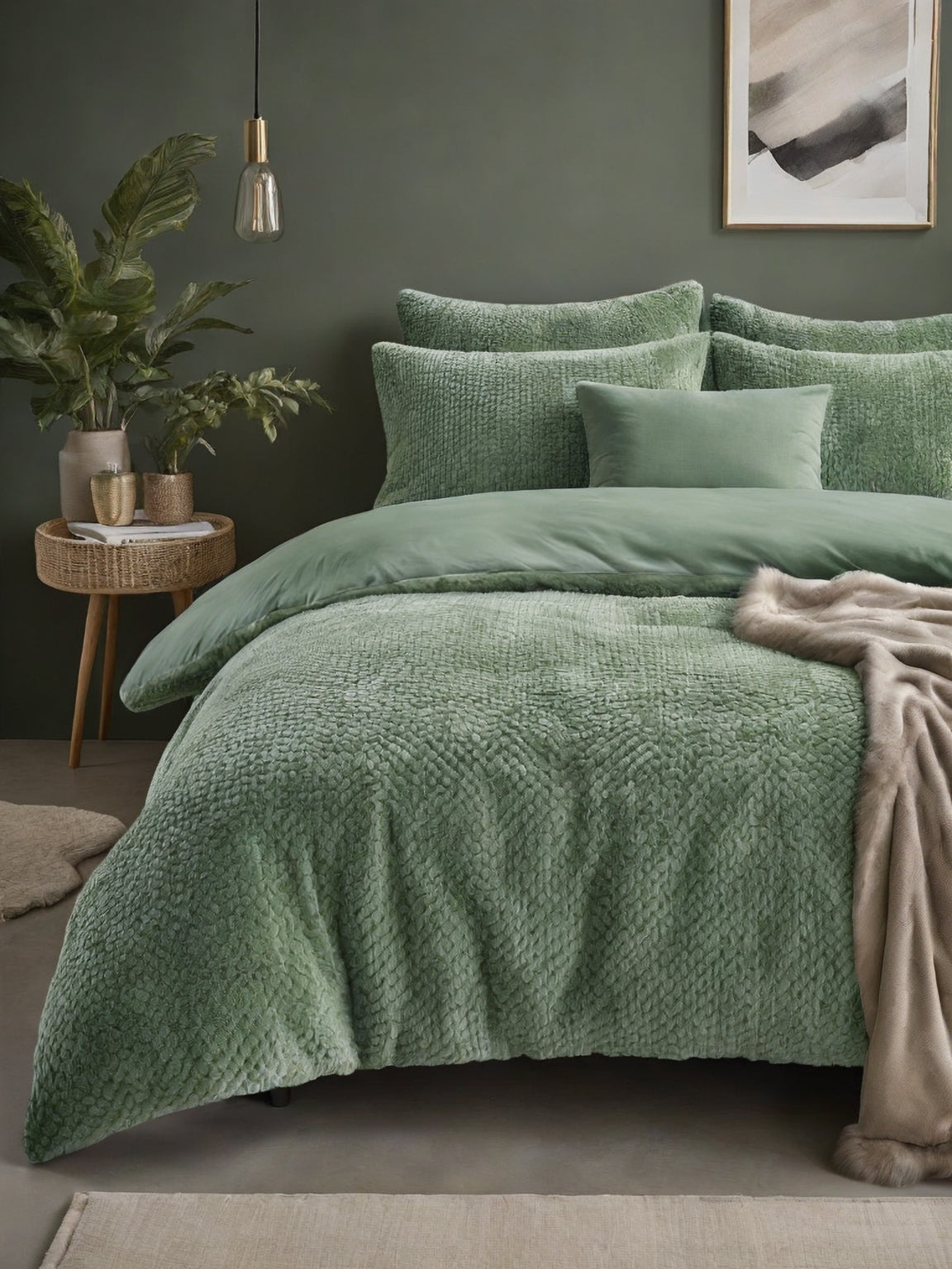 Fur Teddy Green Duvet Cover