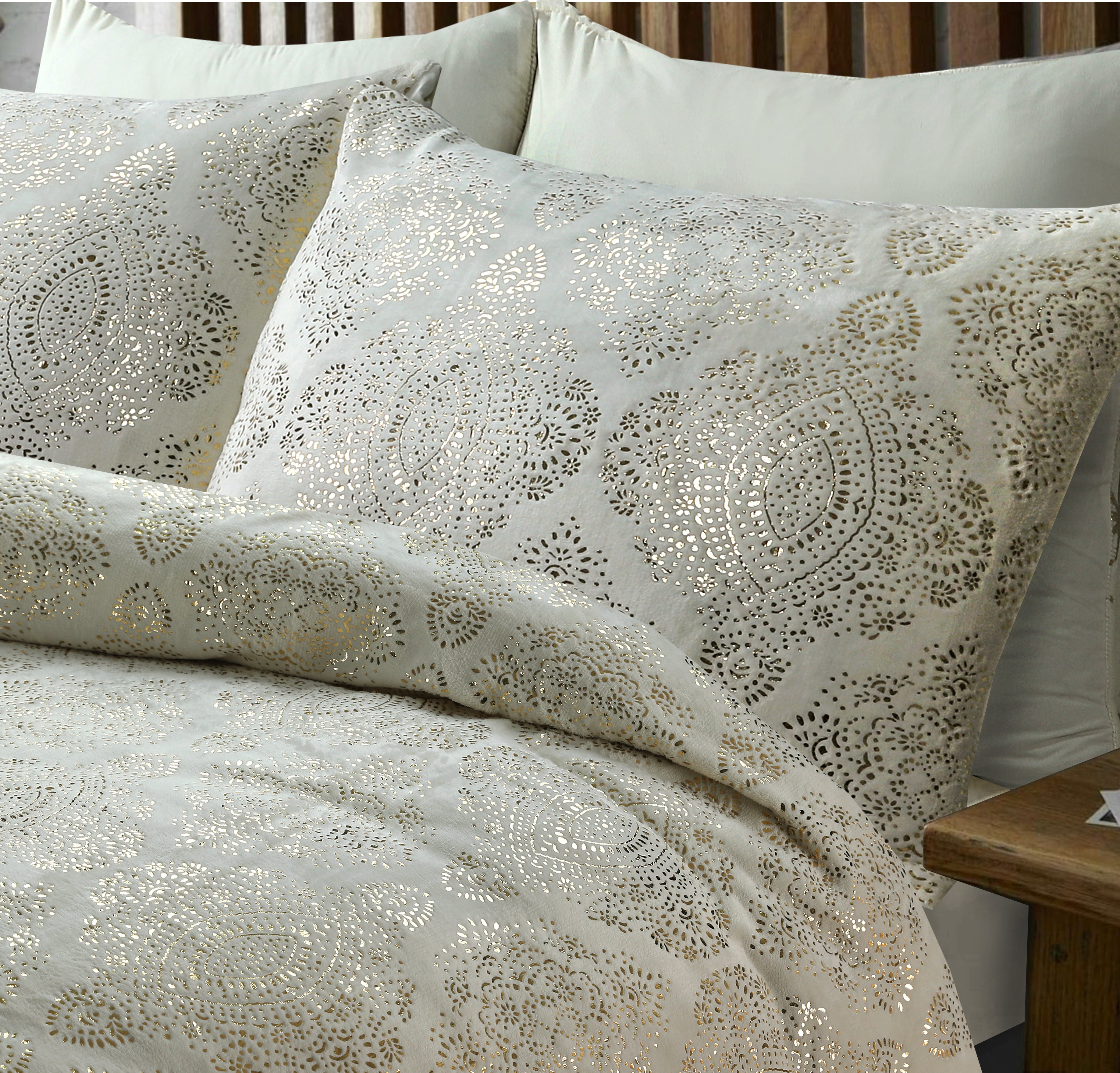 Glamour Flannel Duvet Cover Art Foil Cream