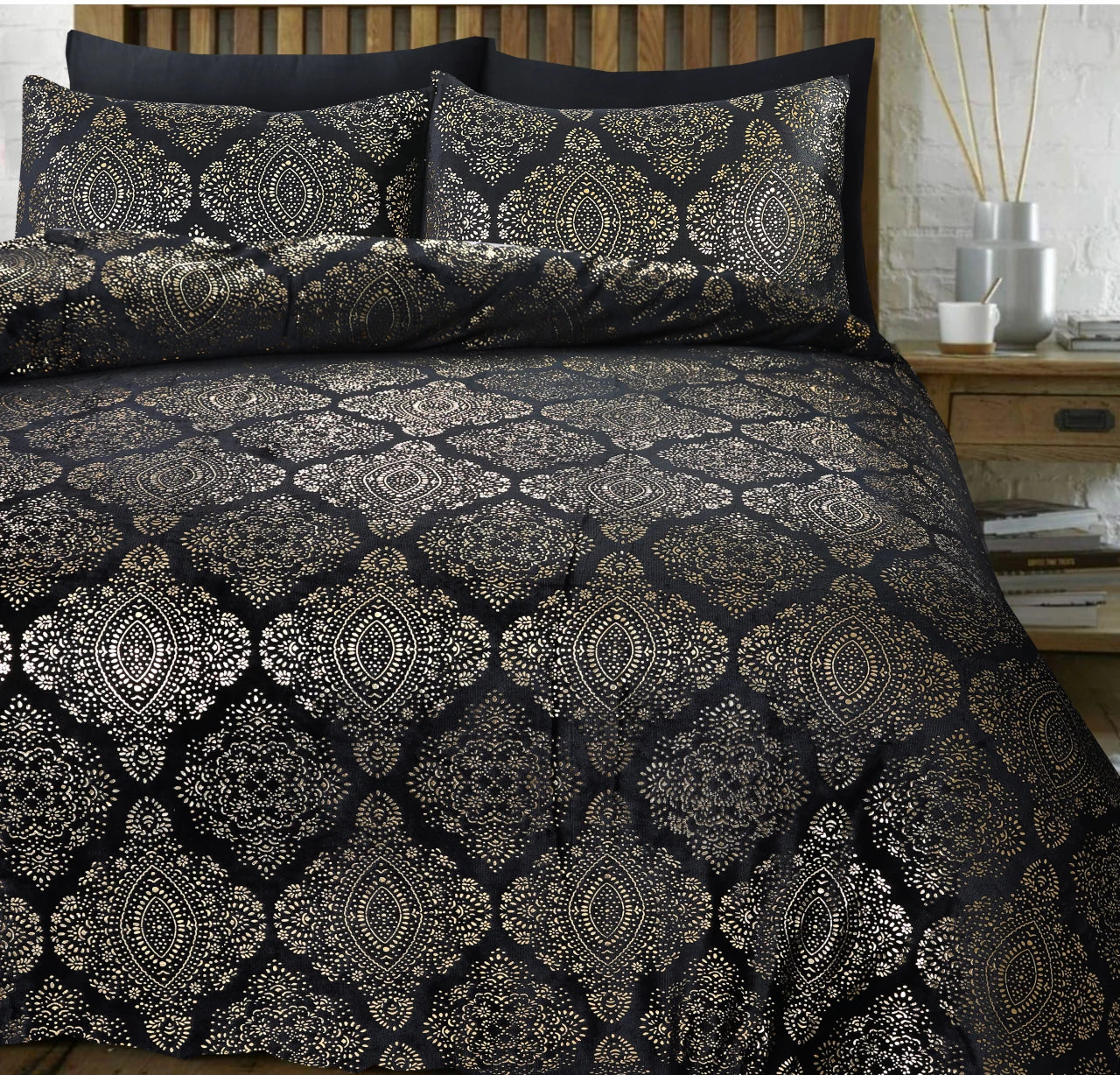 Glamour Flannel Duvet Cover Art Foil Black