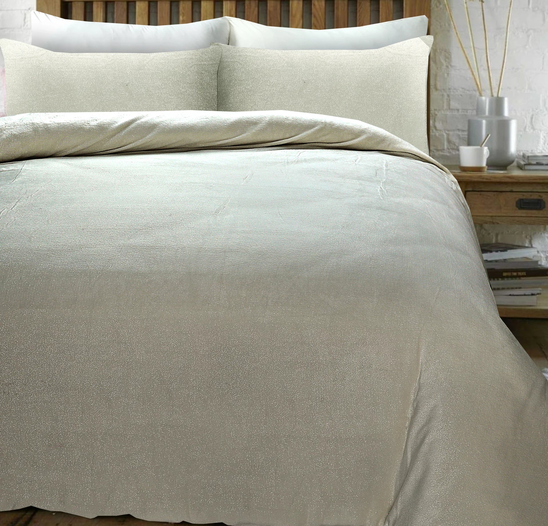Glamour Flannel Duvet Cover Deco Foil Cream