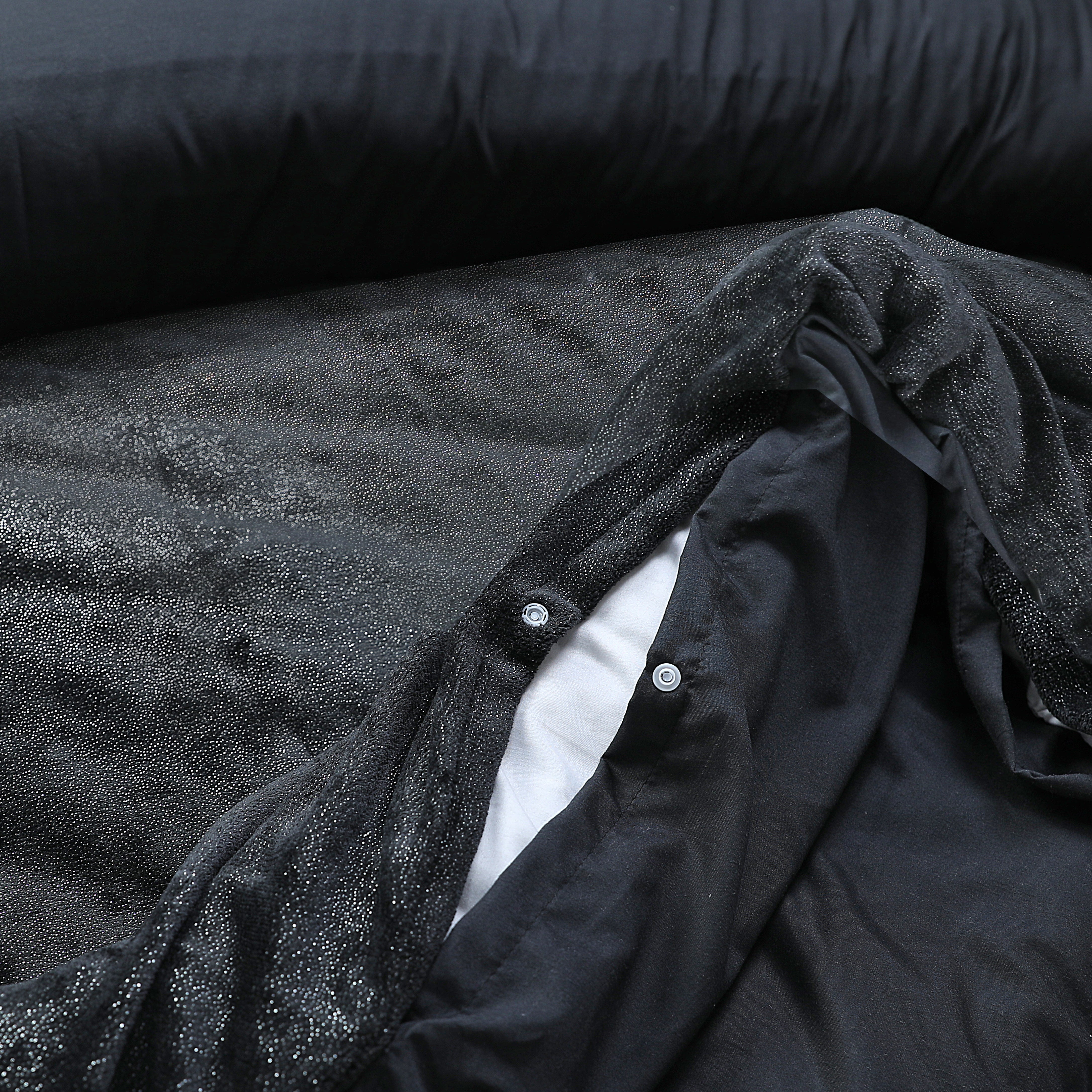 Glamour Flannel Duvet Cover Deco Foil Black