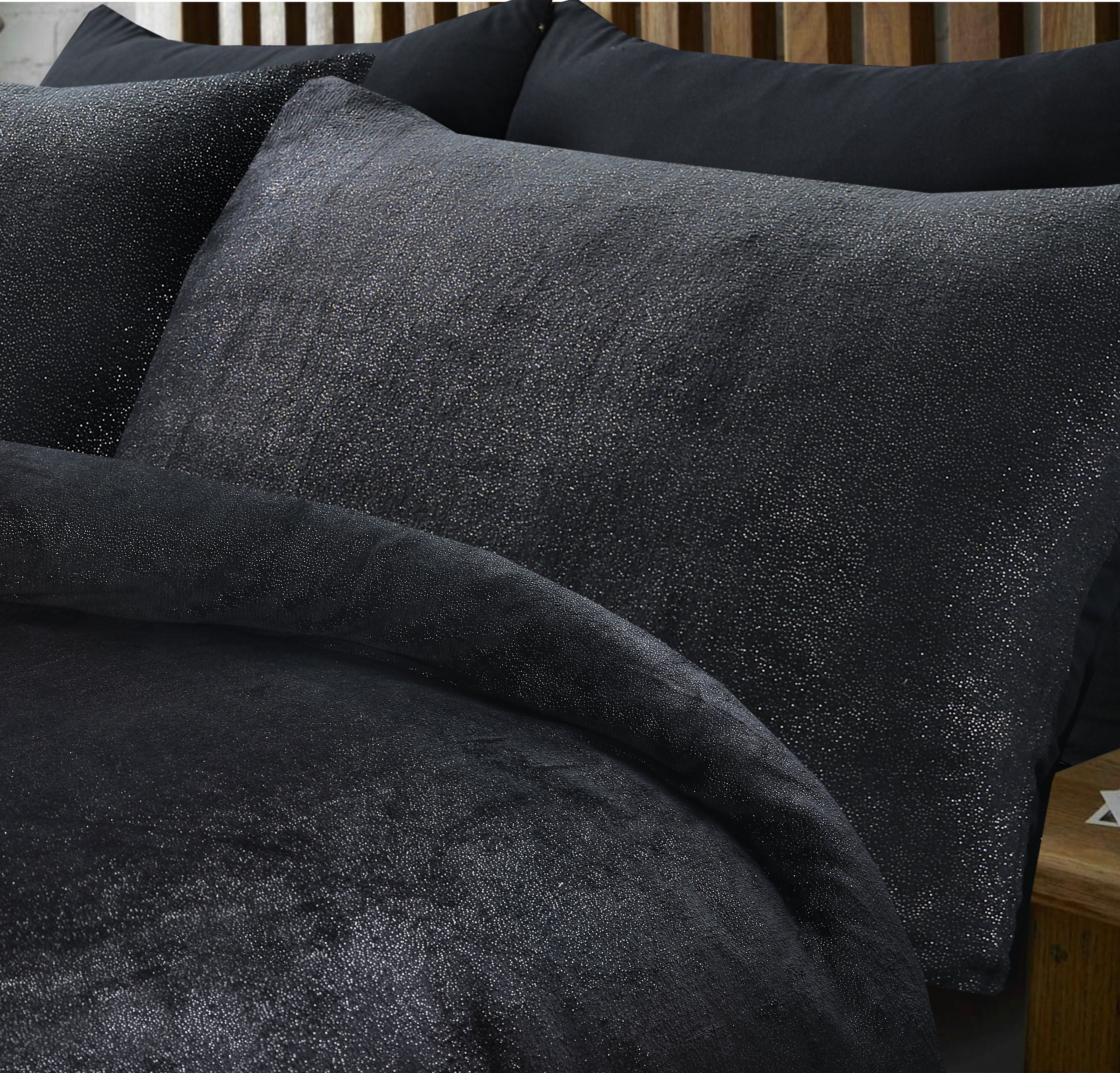 Glamour Flannel Duvet Cover Deco Foil Black