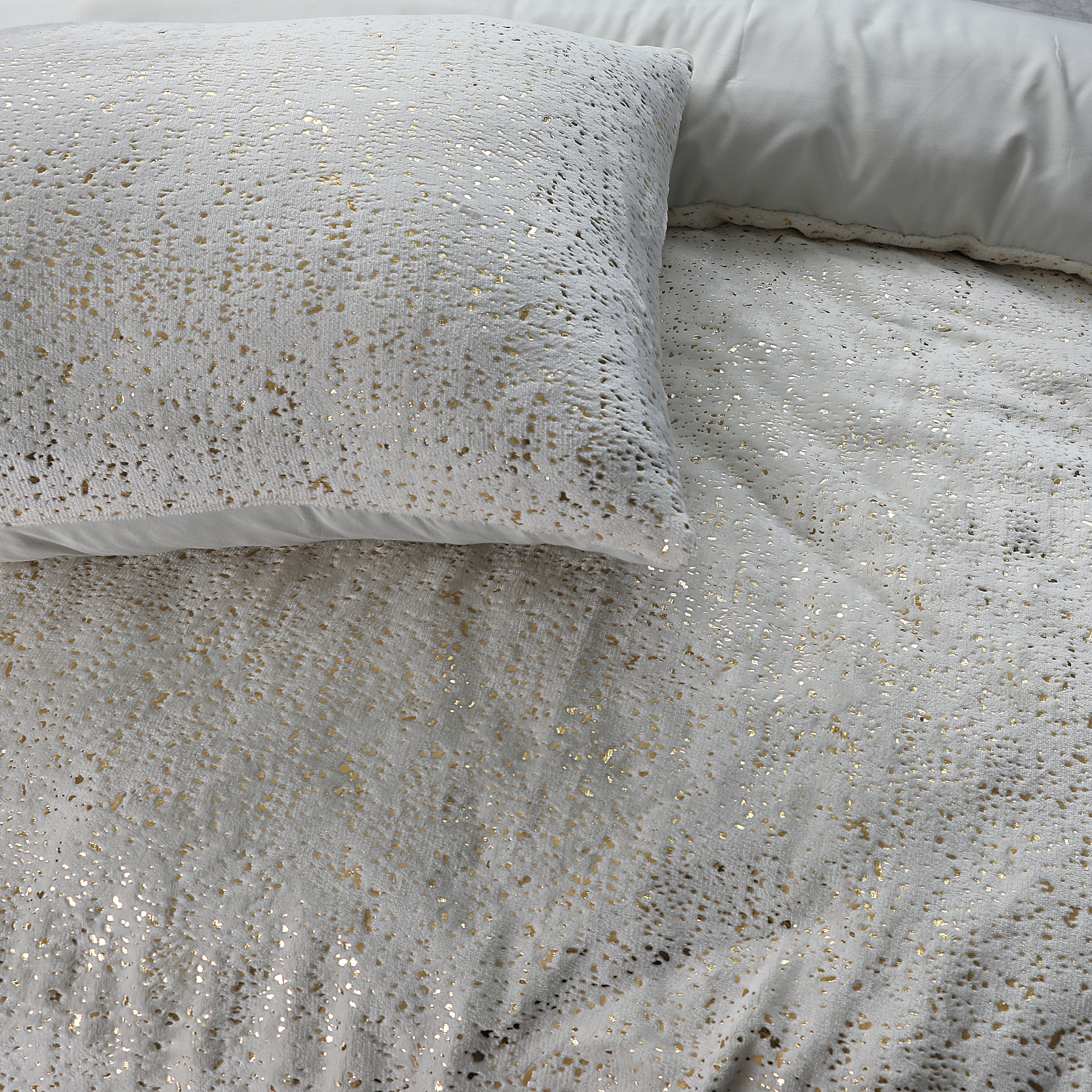 Glamour Flannel Duvet Cover Sparkle Foil Cream