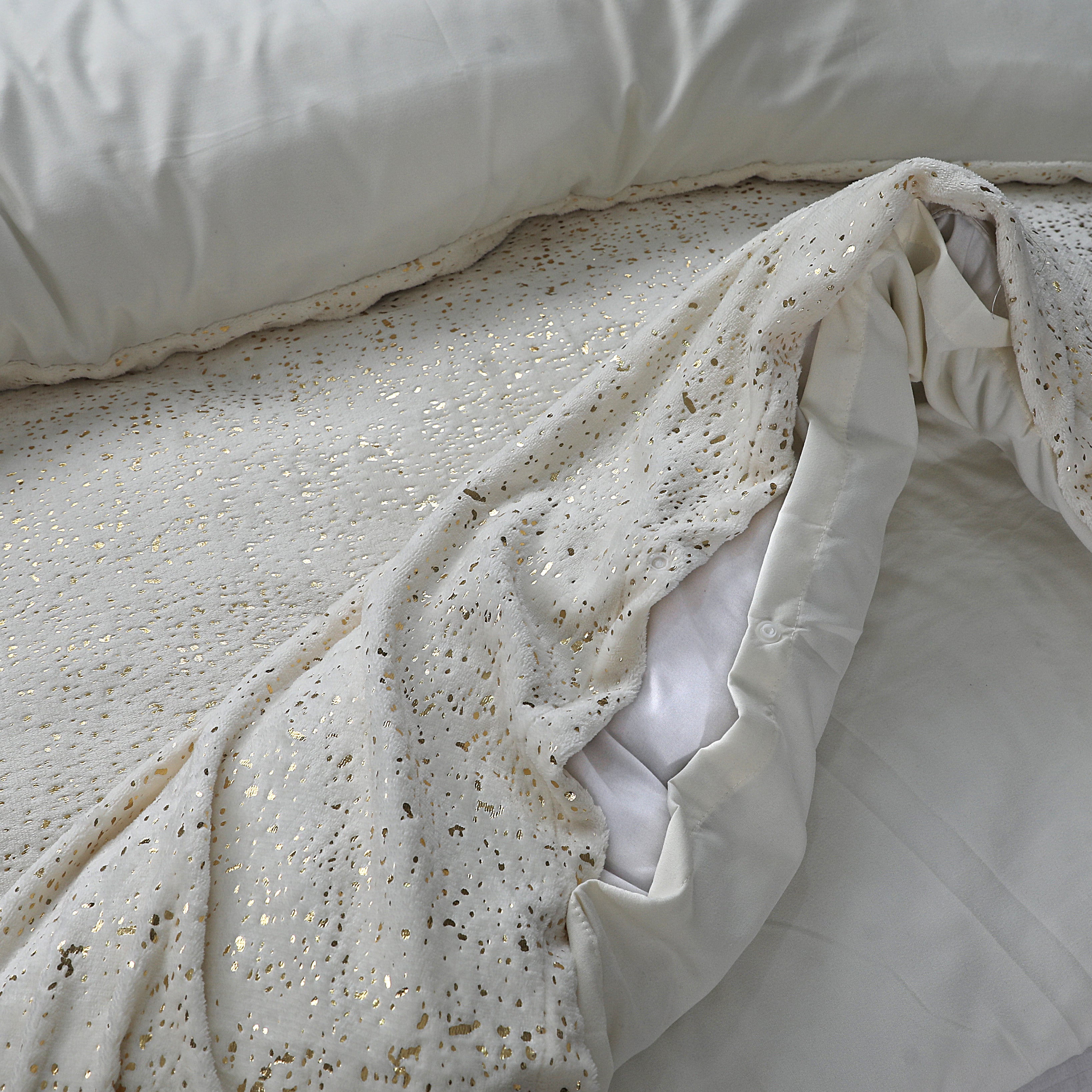 Glamour Flannel Duvet Cover Sparkle Foil Cream