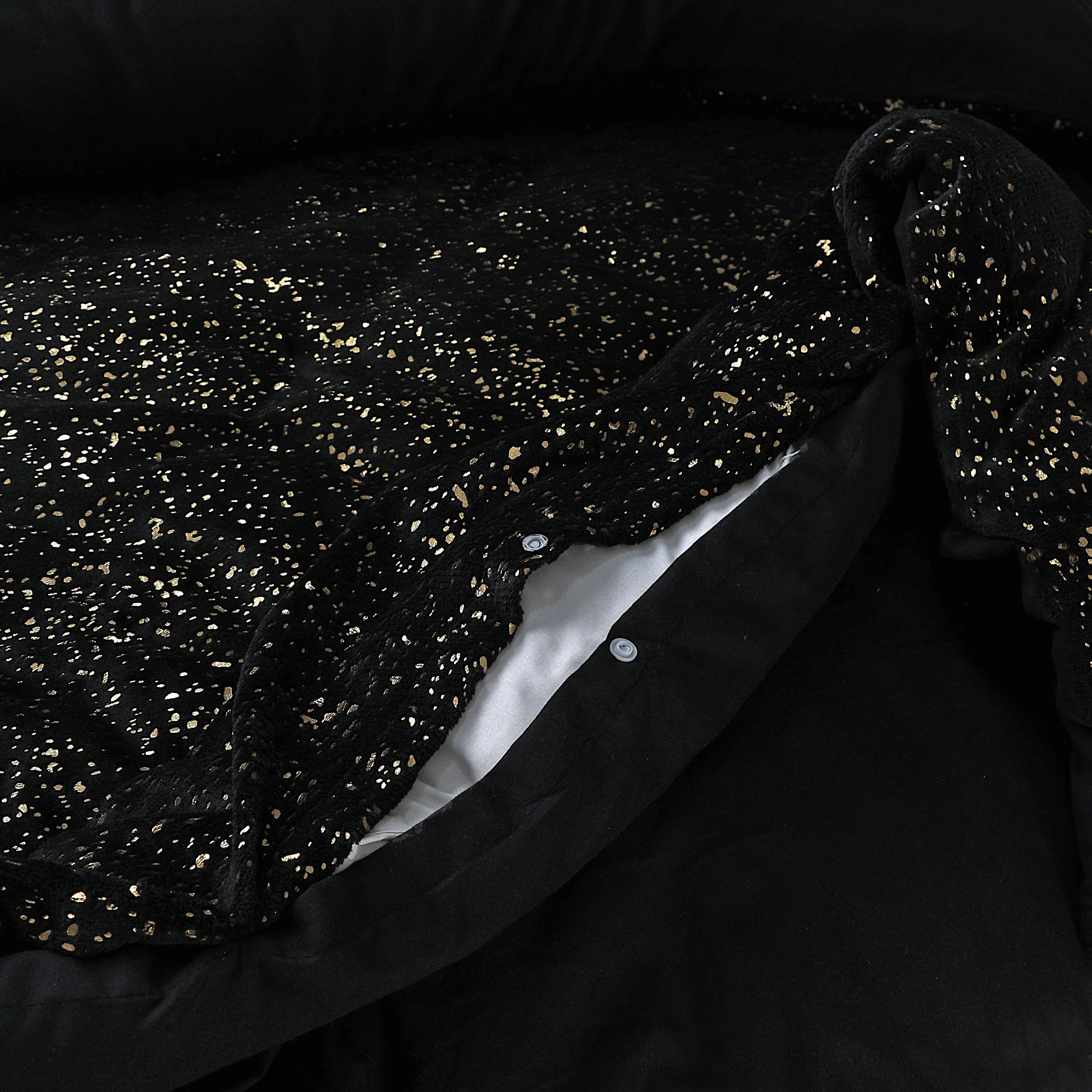 Glamour Flannel Duvet Cover Sparkle Foil Black