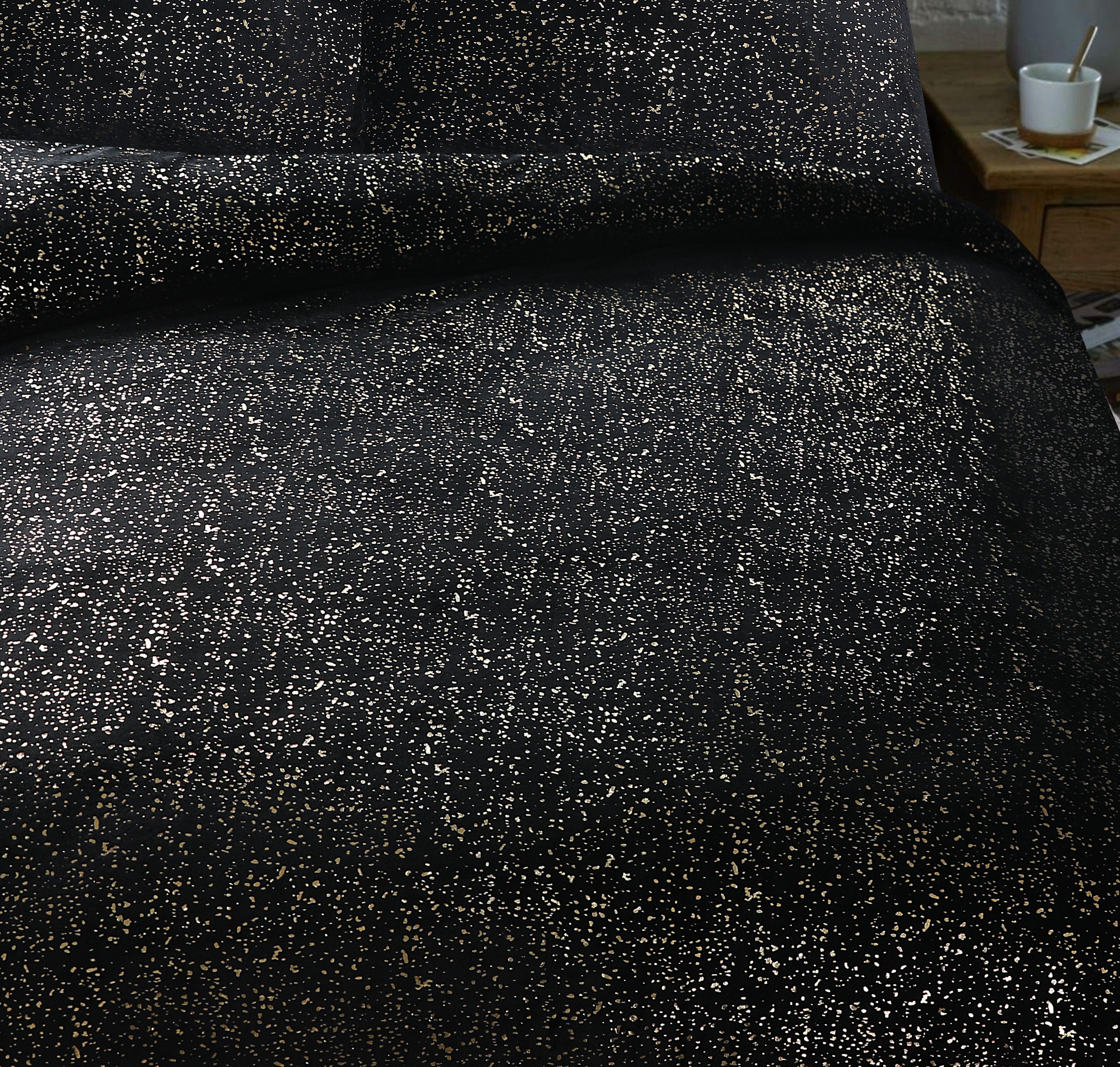 Glamour Flannel Duvet Cover Sparkle Foil Black