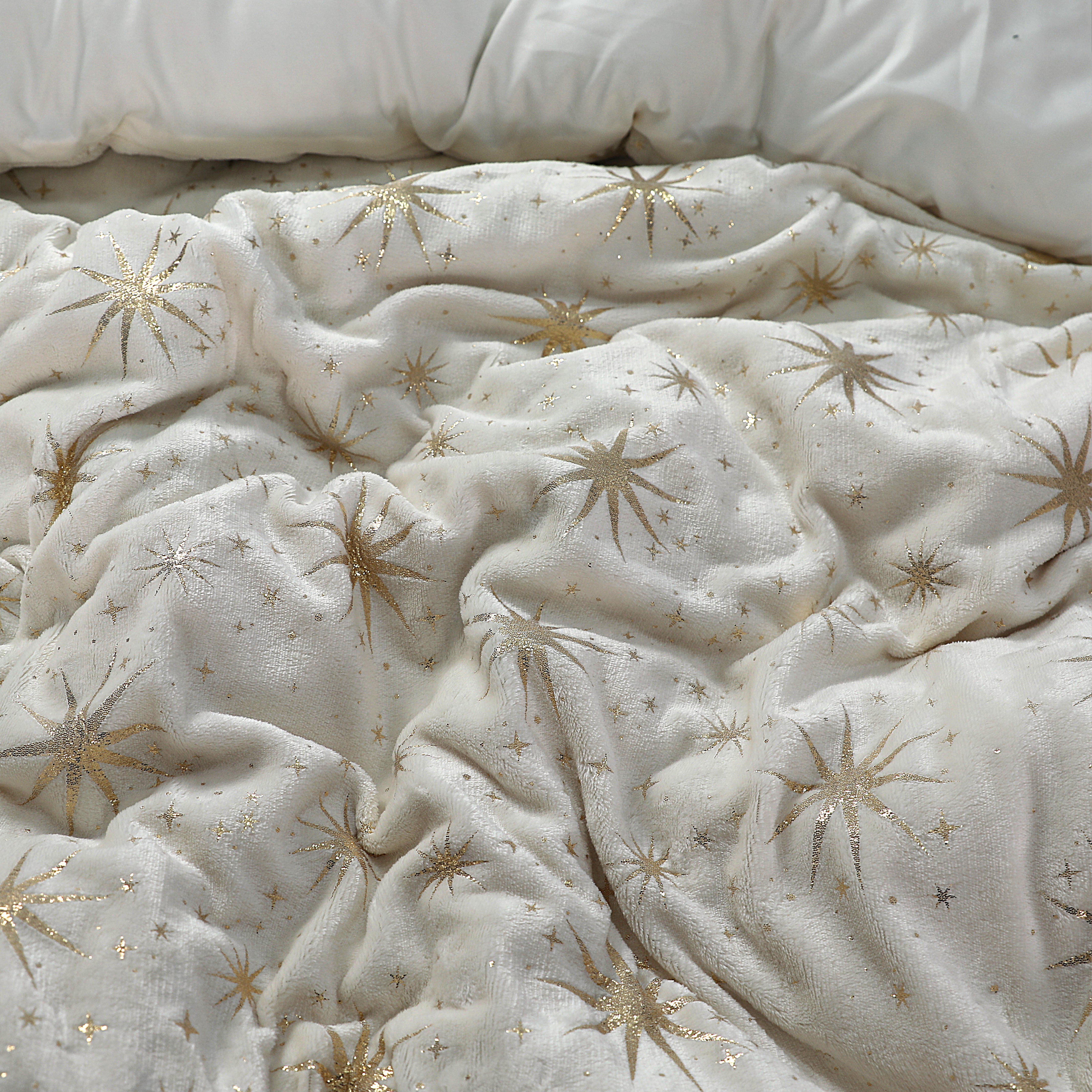 Glamour Flannel Duvet Cover Stars Foil Cream