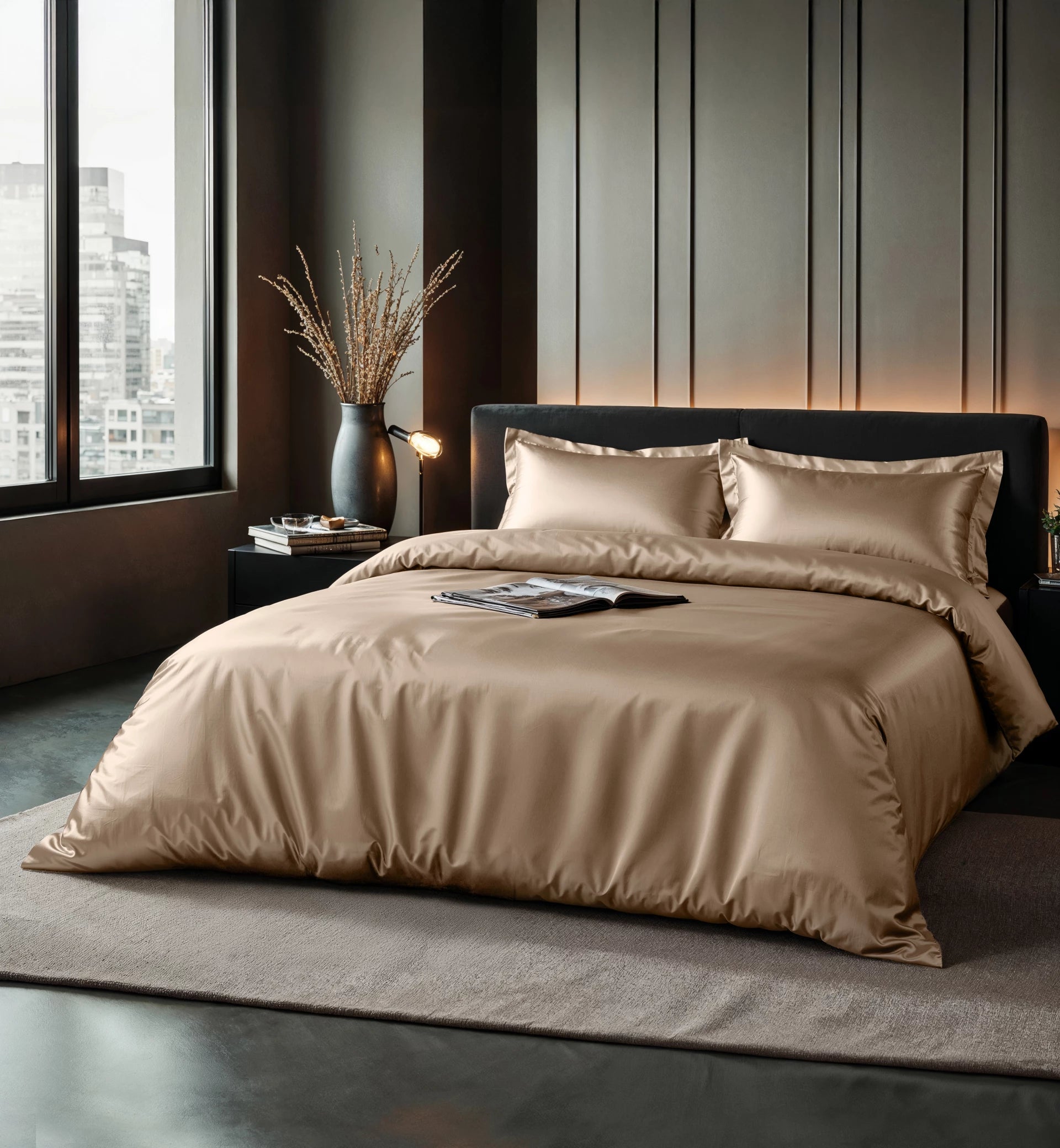 Glossy Taupe Dekbedovertrek