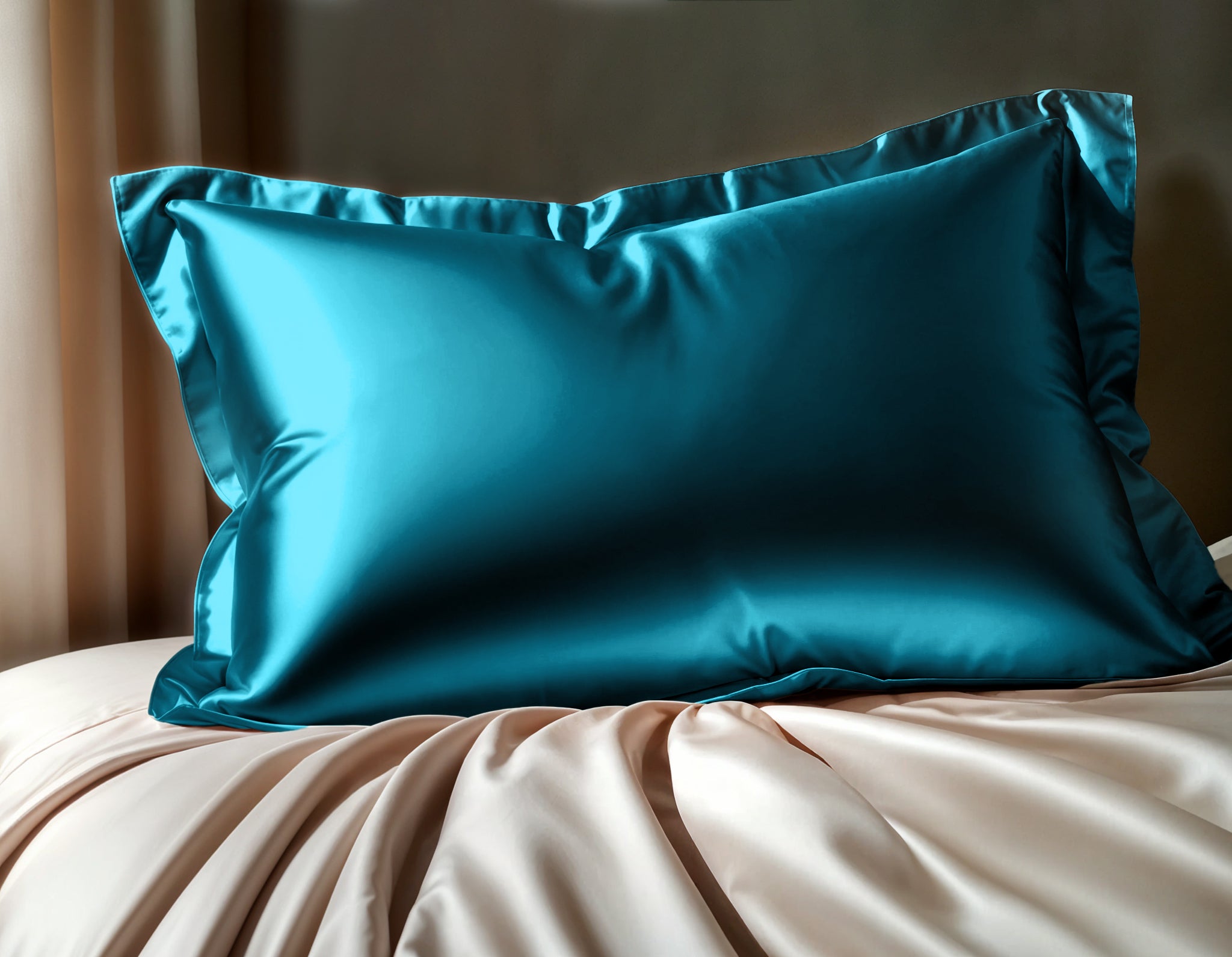 Glossy Petrol Kussensloop 60 x 70 - Anti haar slijtage - Haarsalon product - 2 stuks in 1 verpakking