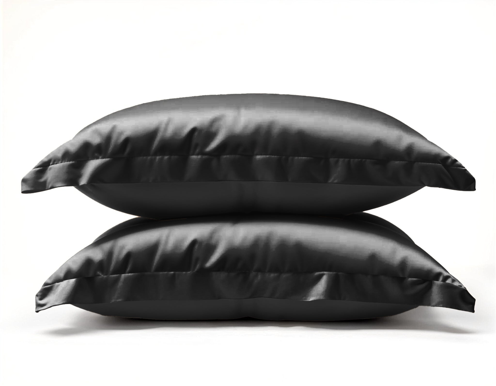 Glossy Zwart Kussensloop 60 x 70 - Anti haar slijtage - Haarsalon product - 2 stuks in 1 verpakking