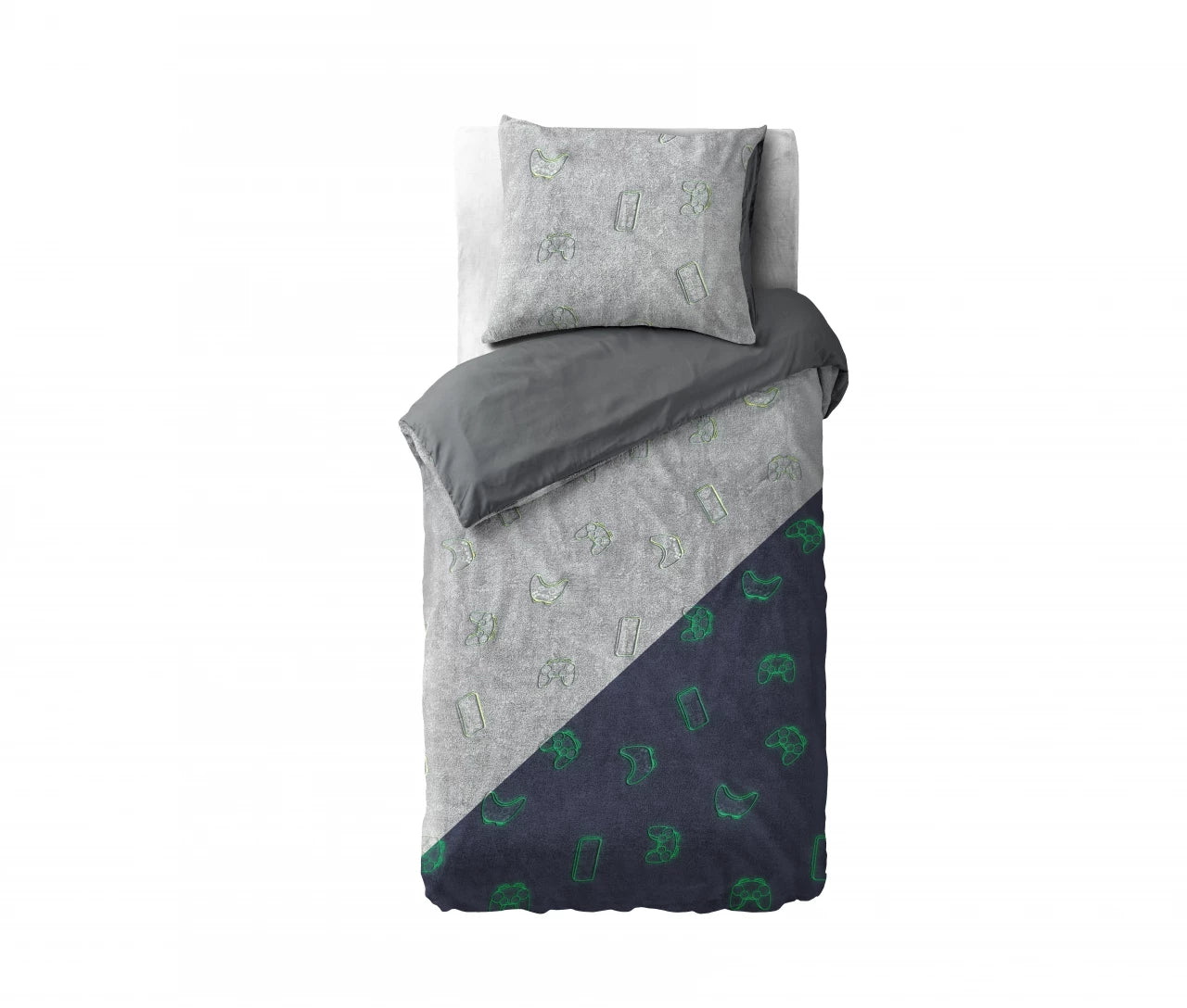 Glow in the dark Duvet cover Games Multi 140 x 200/220 - Luminous - Super soft teddy fleece - Sleep wonderfully