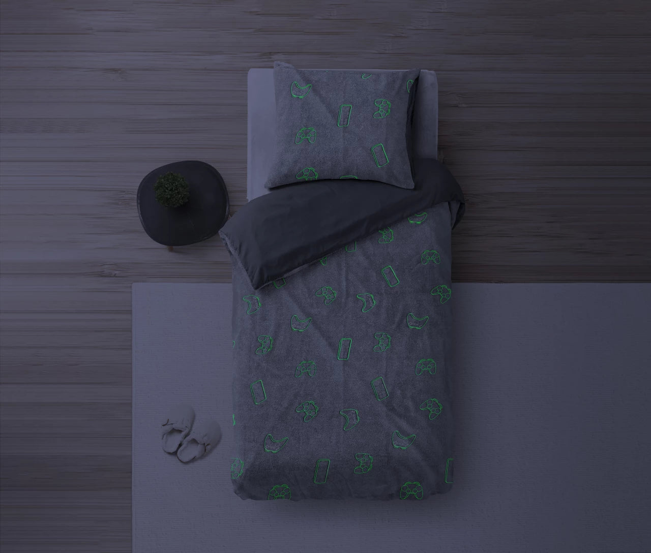 Glow in the dark Duvet cover Games Multi 140 x 200/220 - Luminous - Super soft teddy fleece - Sleep wonderfully