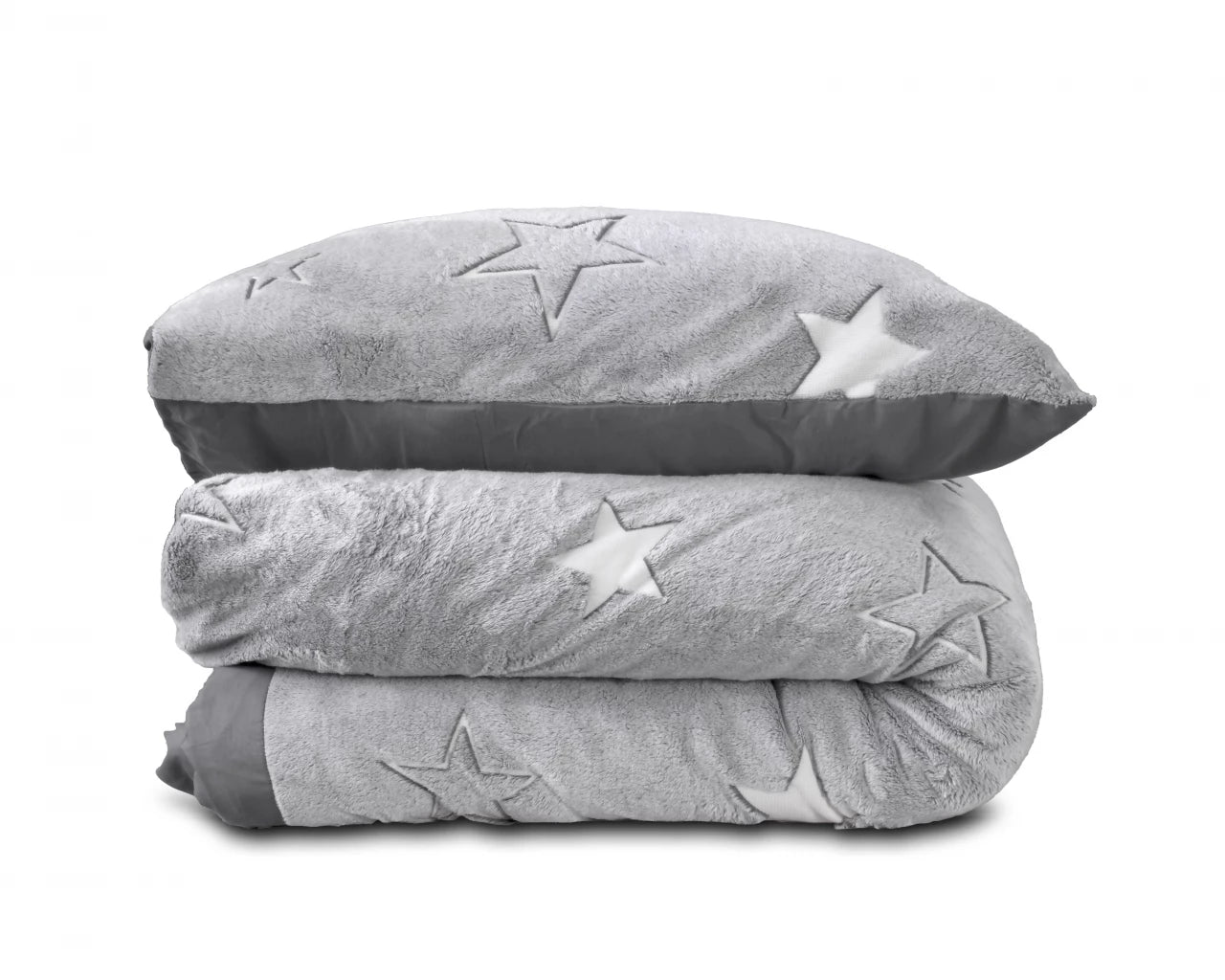 Glow in the dark Duvet Cover Stars Gray - Luminous - Super soft teddy fleece - Sleep wonderfully
