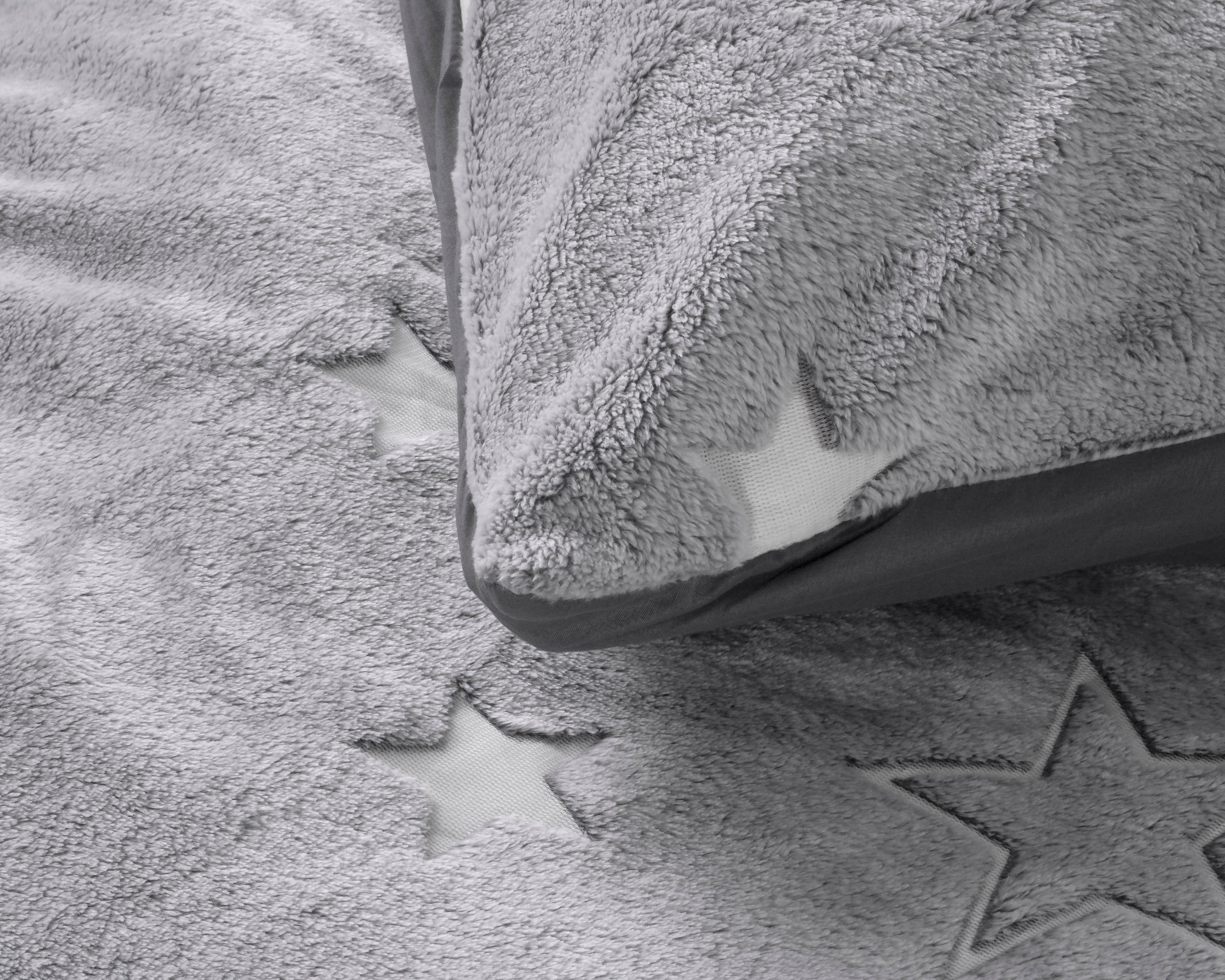 Glow in the dark Duvet Cover Stars Gray - Luminous - Super soft teddy fleece - Sleep wonderfully