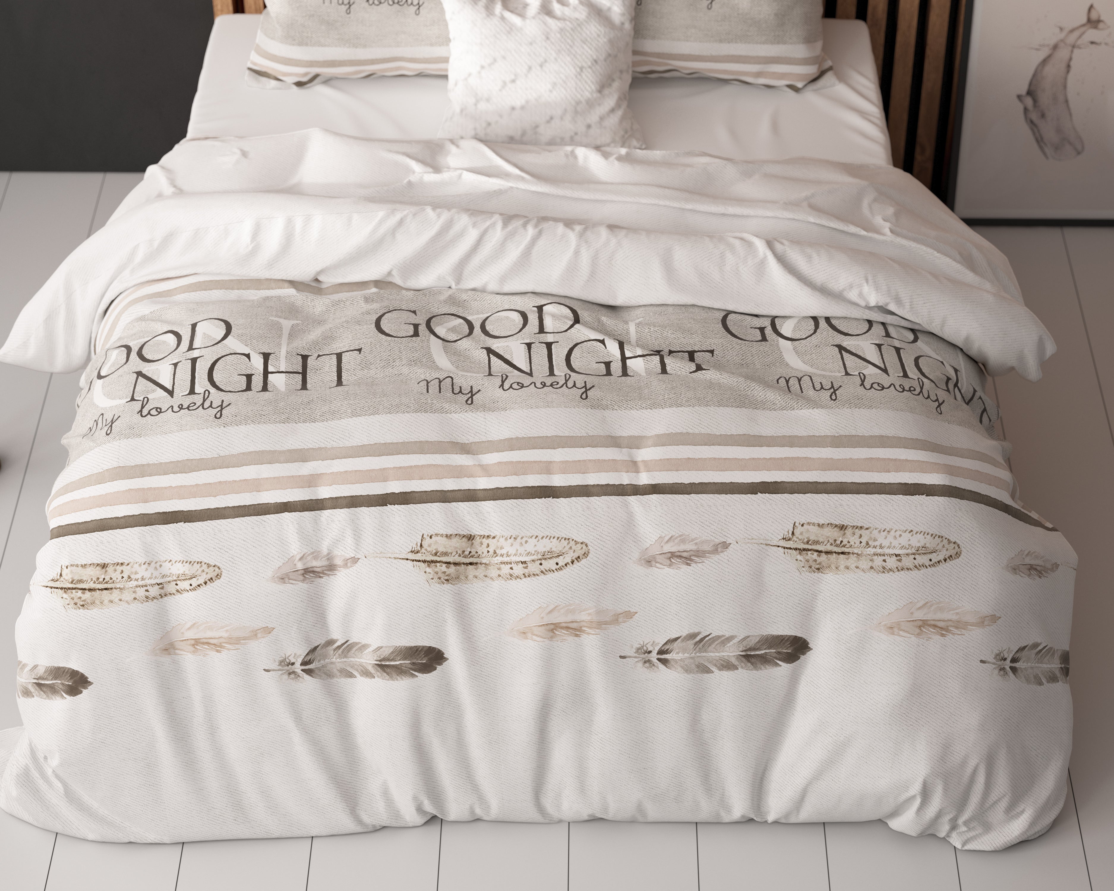 Good Night Dekbedovertrek Wit - Heerlijk warm - Leuke prints - Comfortabel zacht