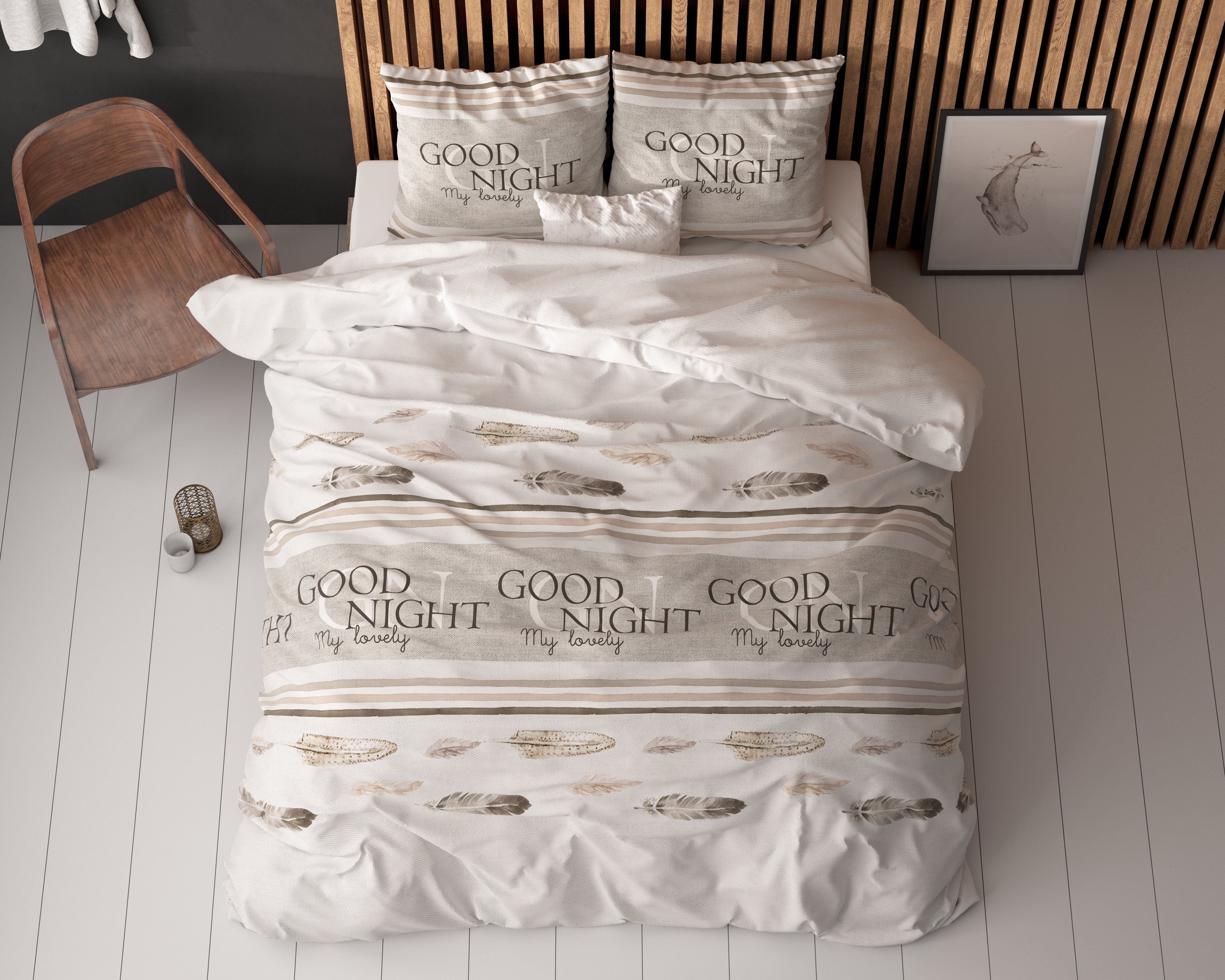 Good Night Dekbedovertrek Wit - Heerlijk warm - Leuke prints - Comfortabel zacht