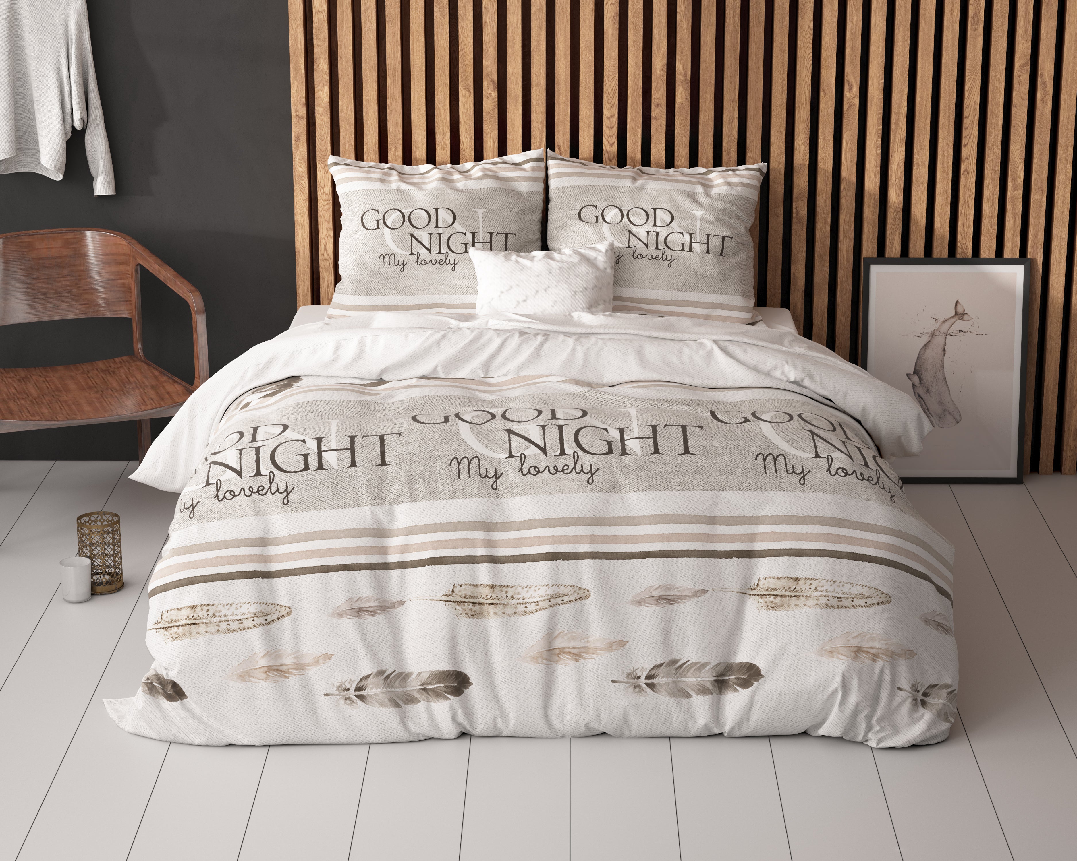 Good Night Dekbedovertrek Wit - Heerlijk warm - Leuke prints - Comfortabel zacht