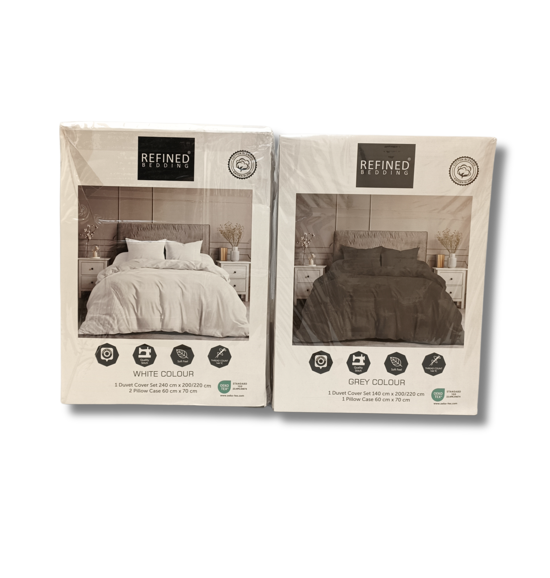 Gray Duvet Cover 100% Cotton Blend – Non-Iron, Breathable & Durable | Available in Sizes 140x200 and 240x200